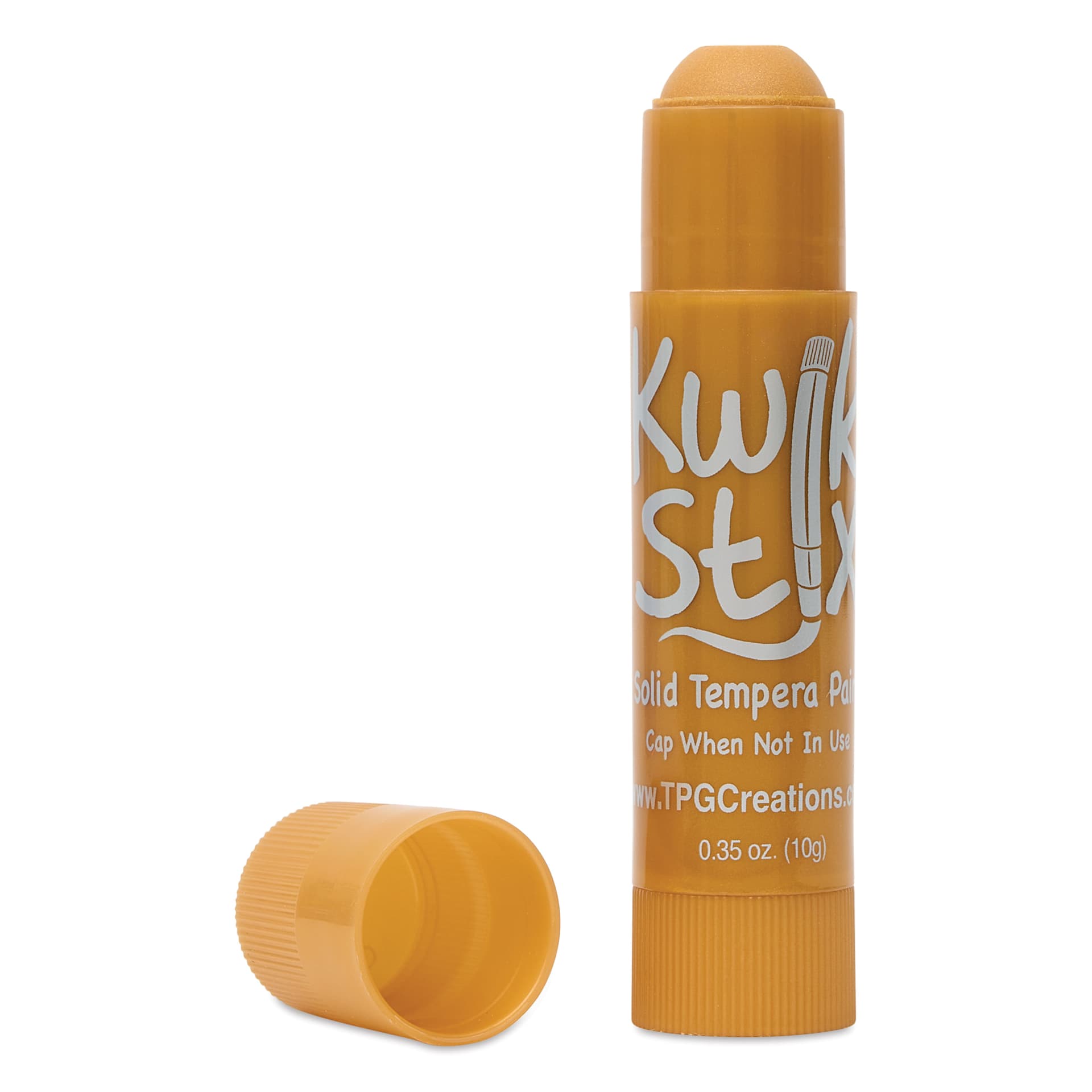 Kwik Stix Tempera Paint Sticks - Set of 12, Gold single stick with cap off