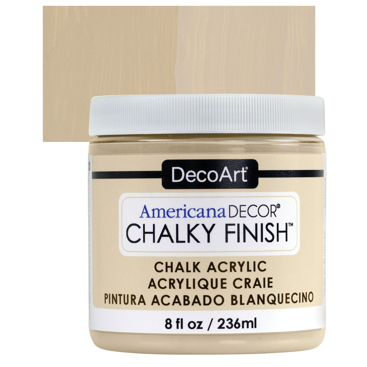 DecoArt Americana Decor Chalky Finish Paint - Timeless, 8 oz jar and swatch