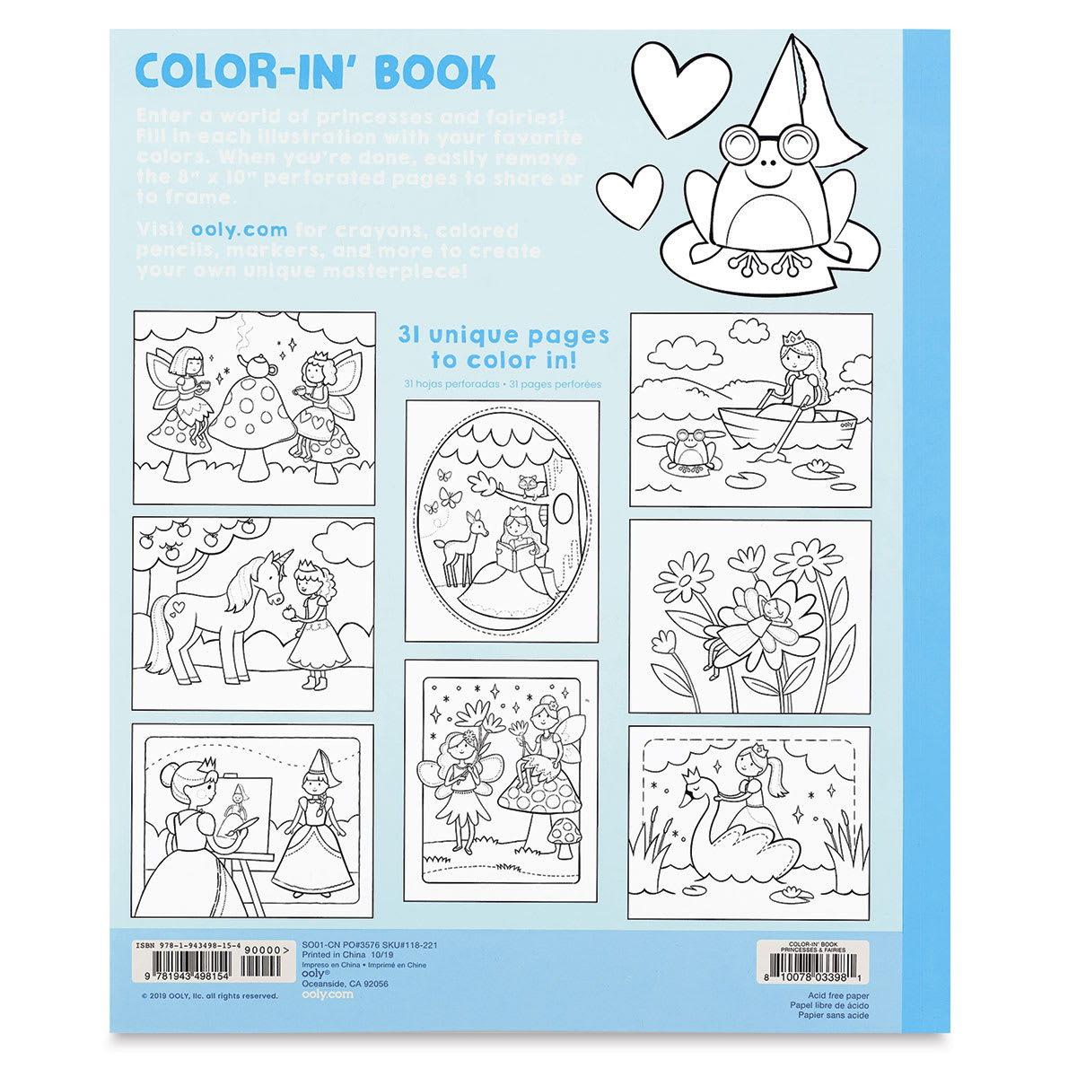 Ooly Color-In’ Coloring Book - Princesses & Fairies (back cover)