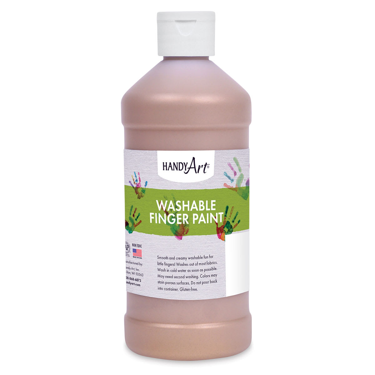 Handy Art Washable Finger Paint - Front of 16 oz bottle of Gold Paint
