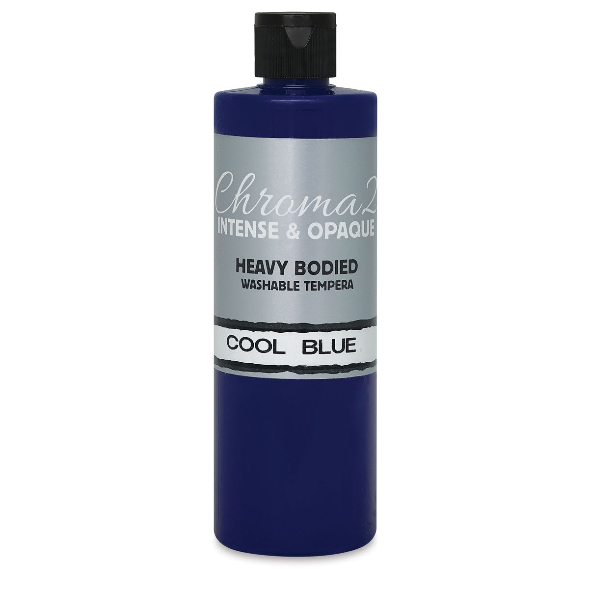 Chroma 2 Washable Tempera Paint - Front of 16 oz bottle of Cool Blue 