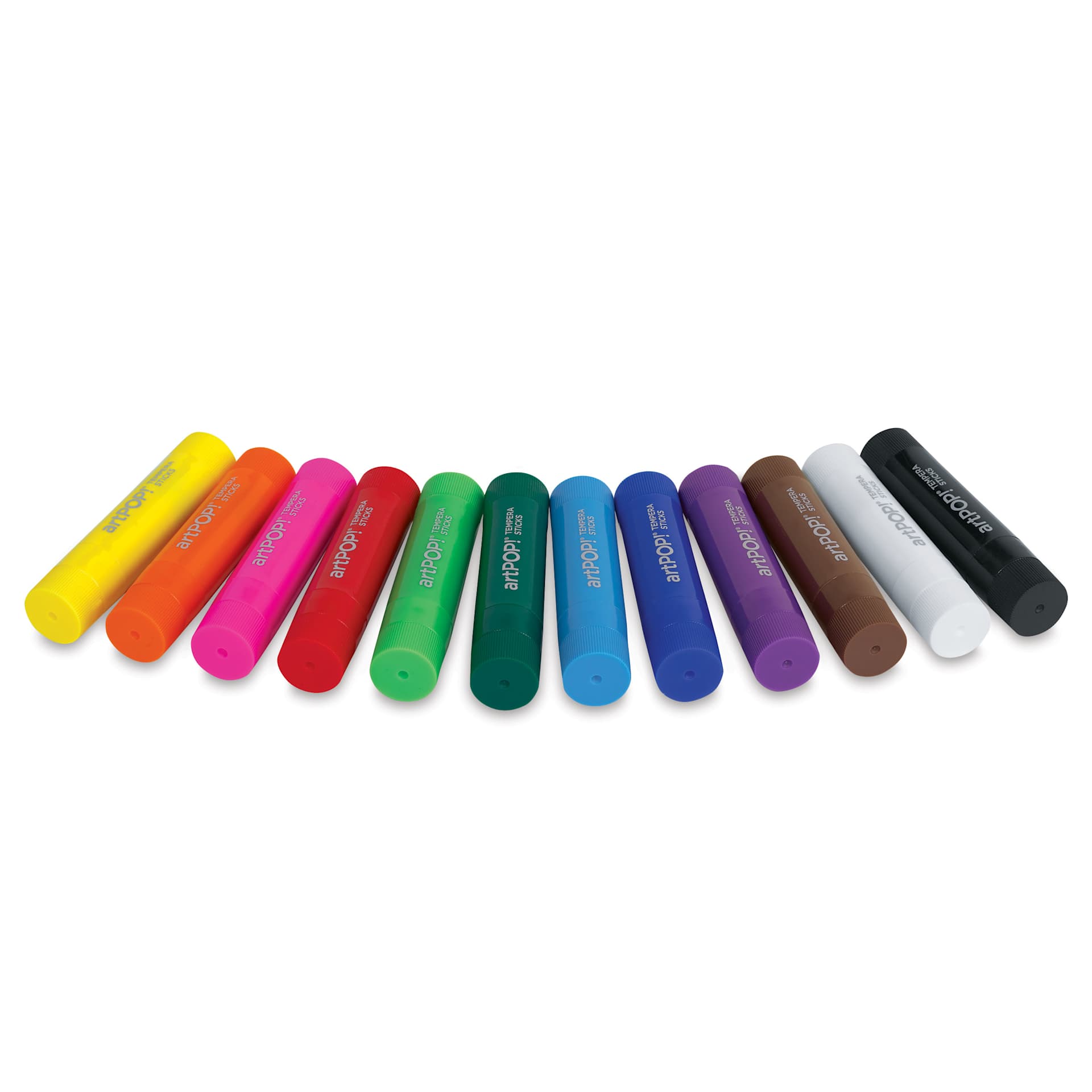 artPOP! Washable Tempera Paint Stick Set - Set of 12, Classic Colors, contents fanned out