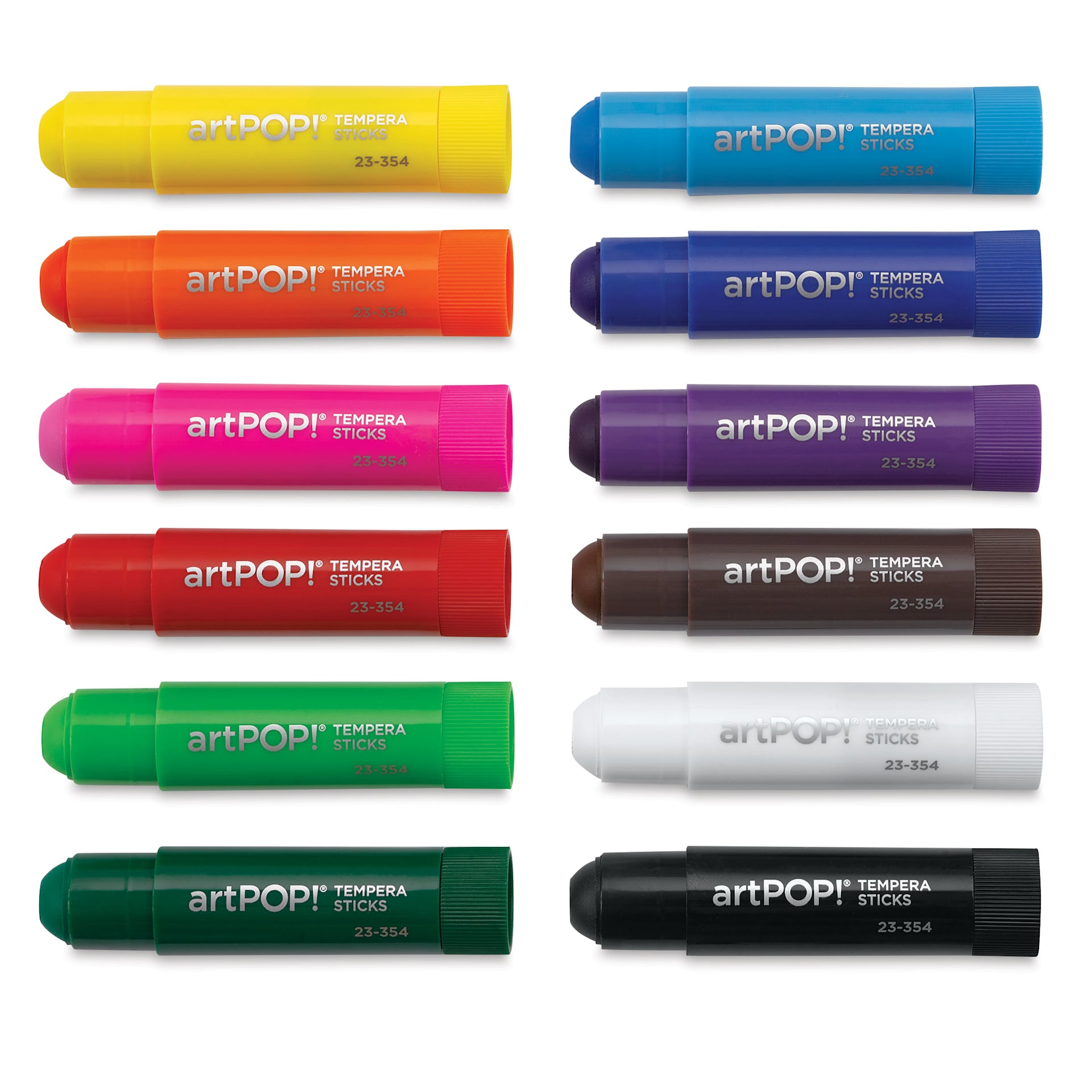 artPOP! Washable Tempera Paint Stick Set - Set of 12, Classic Colors, contents out of packaging