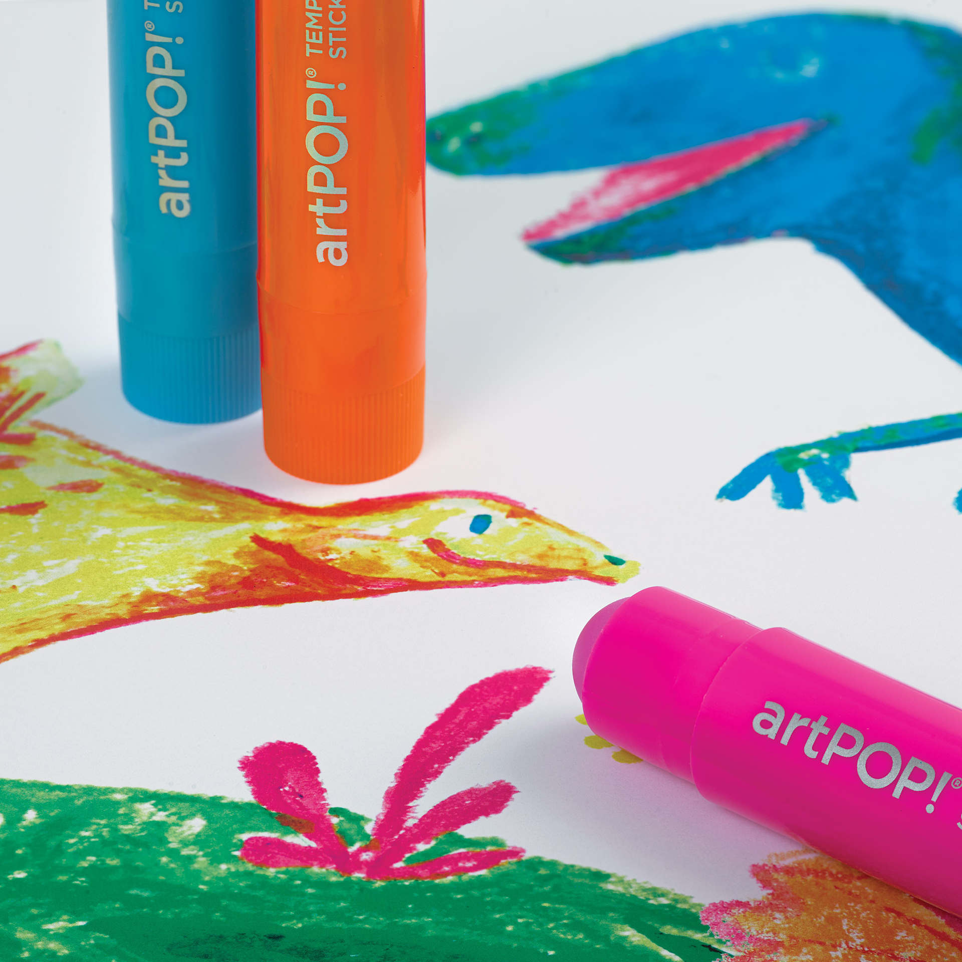 artPOP! Washable Tempera Paint Stick Set - Set of 24, Classic, Neon, and Metallic Colors, close-up of artwork