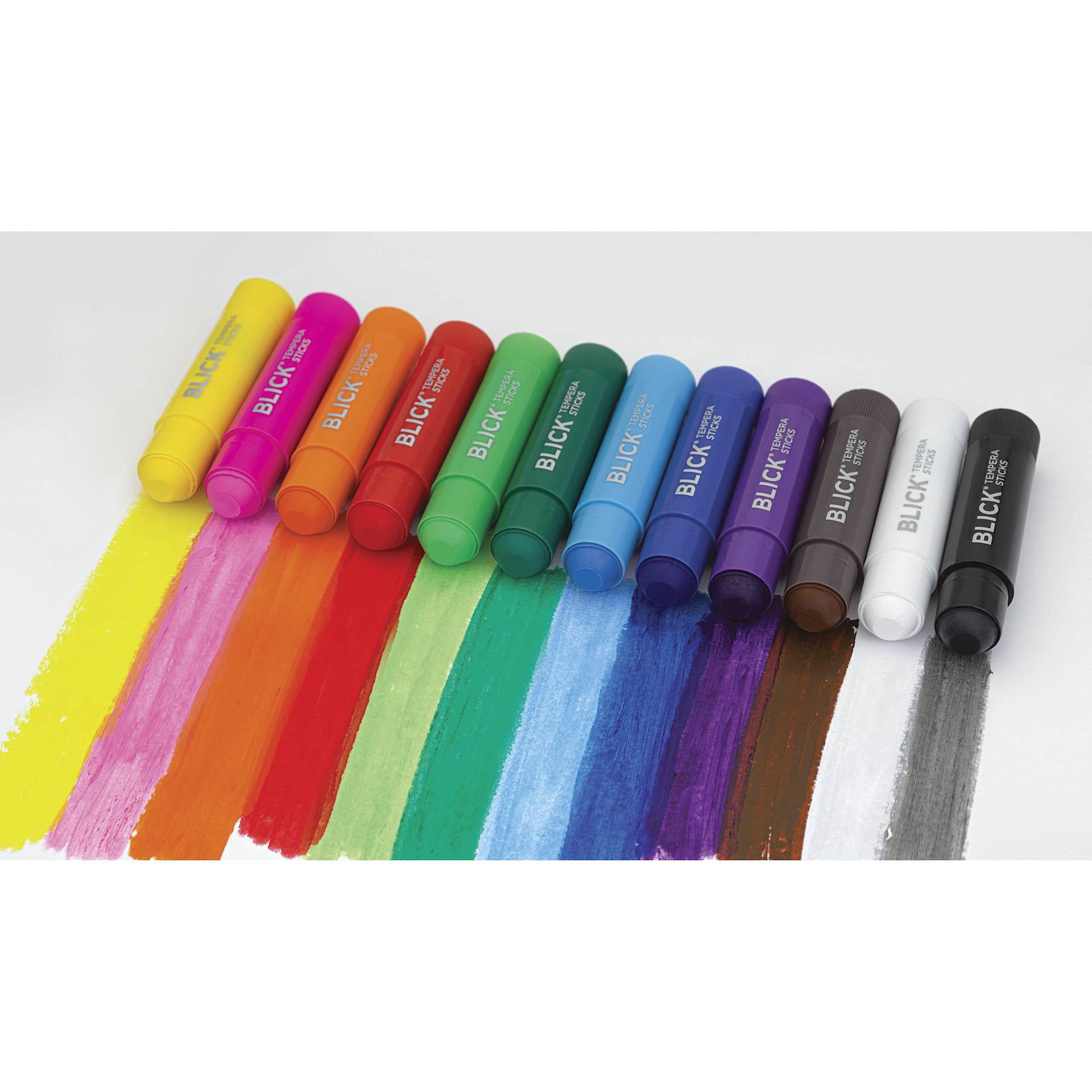 Blick Essentials Tempera Paint Sticks - Set of 12, sticks and swatches