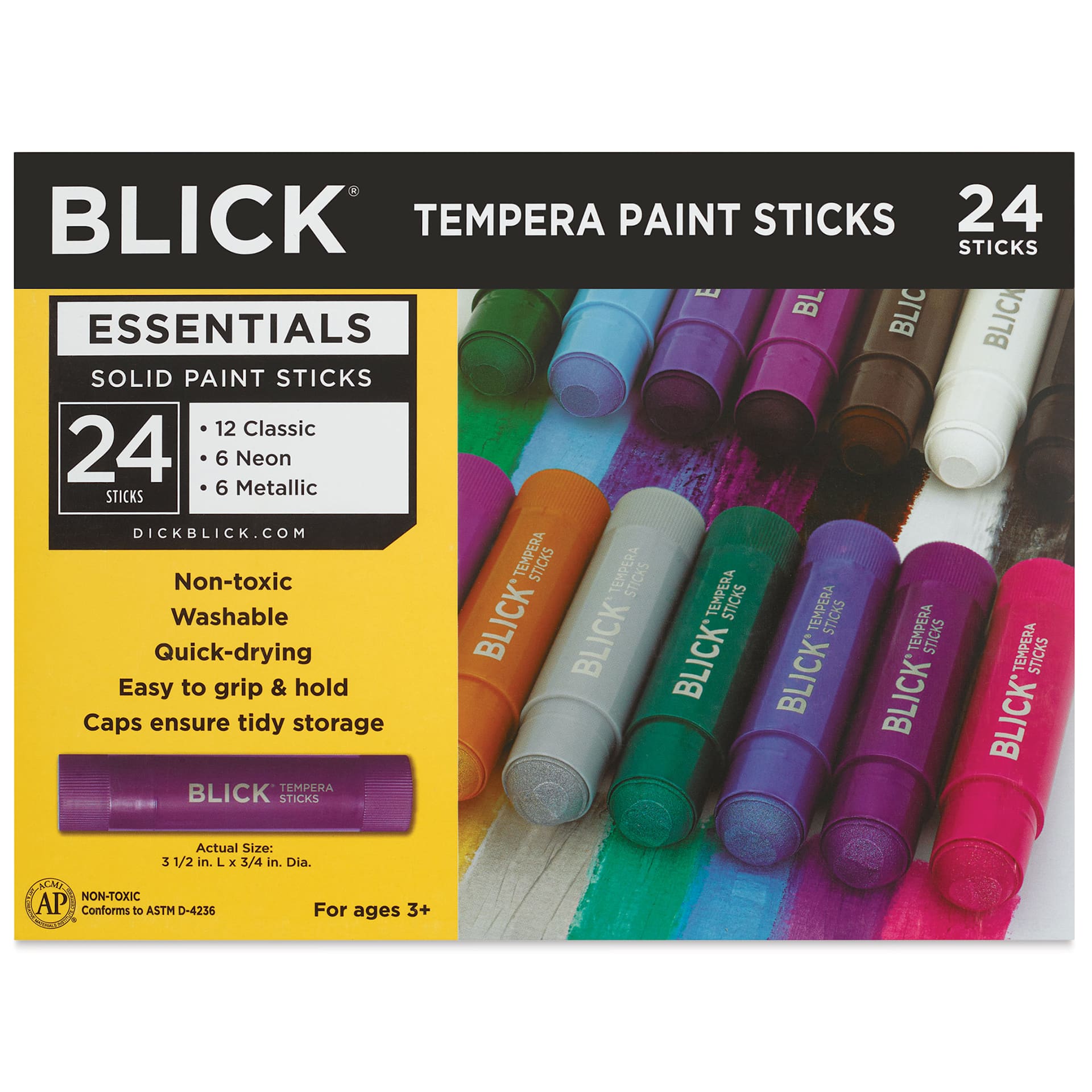 Blick Essentials Tempera Paint Sticks - Set of 24, front of packaging