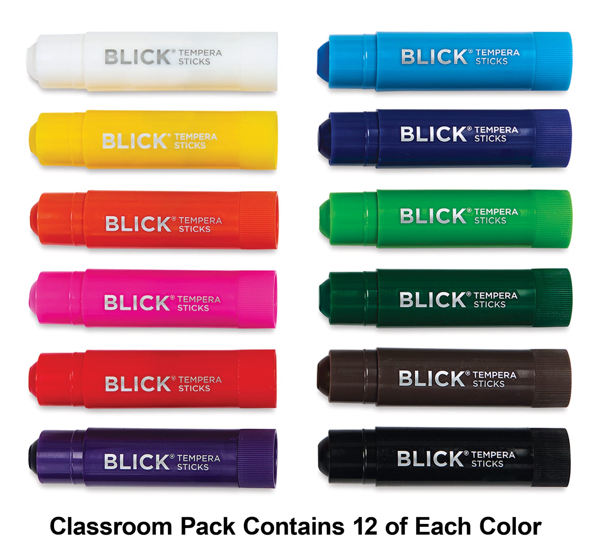 Blick Essentials Tempera Paint Sticks - Set of 144, includes 12 of each color