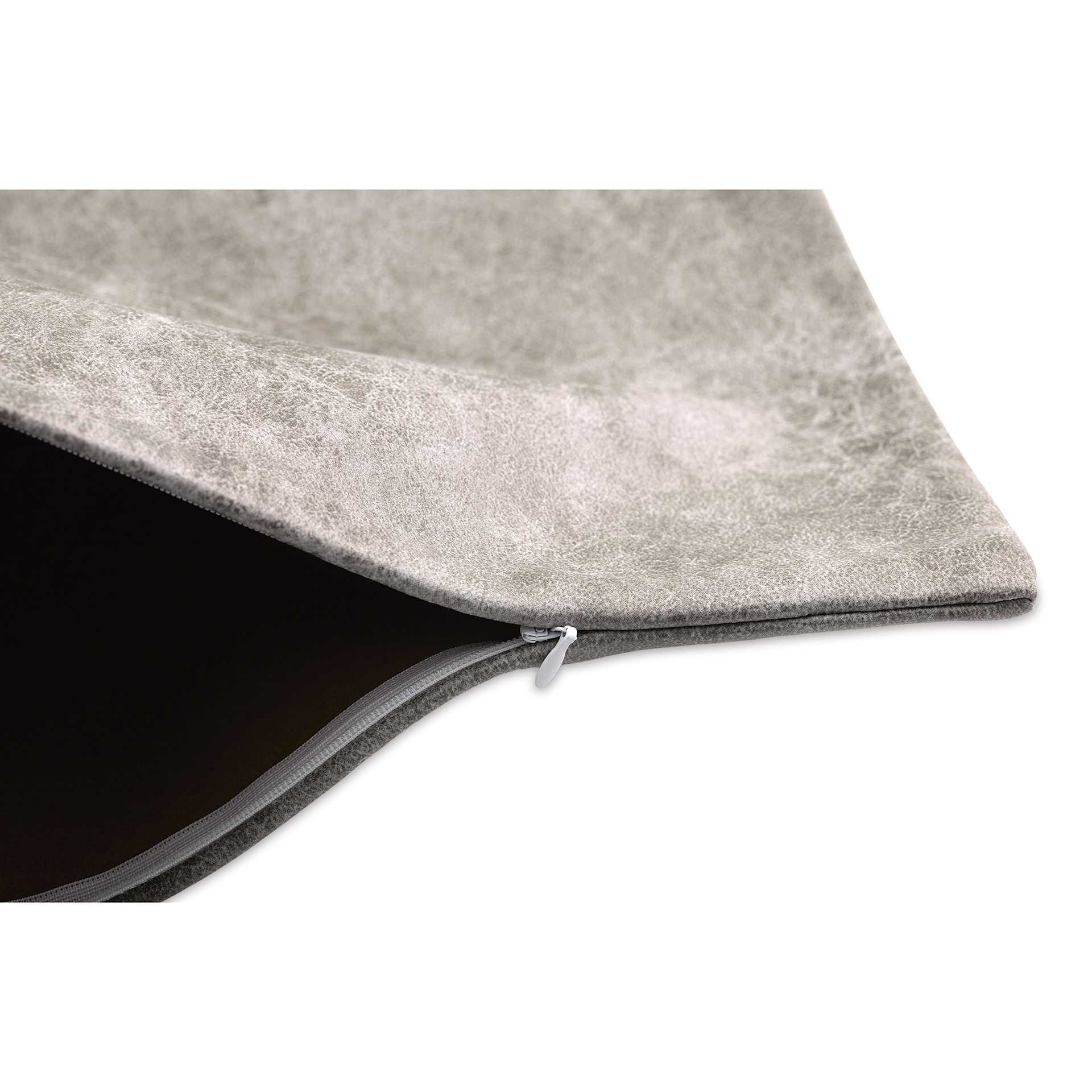 Craft Express Sublimation Printing Square Pillow Case - Dark Grey Vegan Leather, Pkg of 4 (zipper close-up)