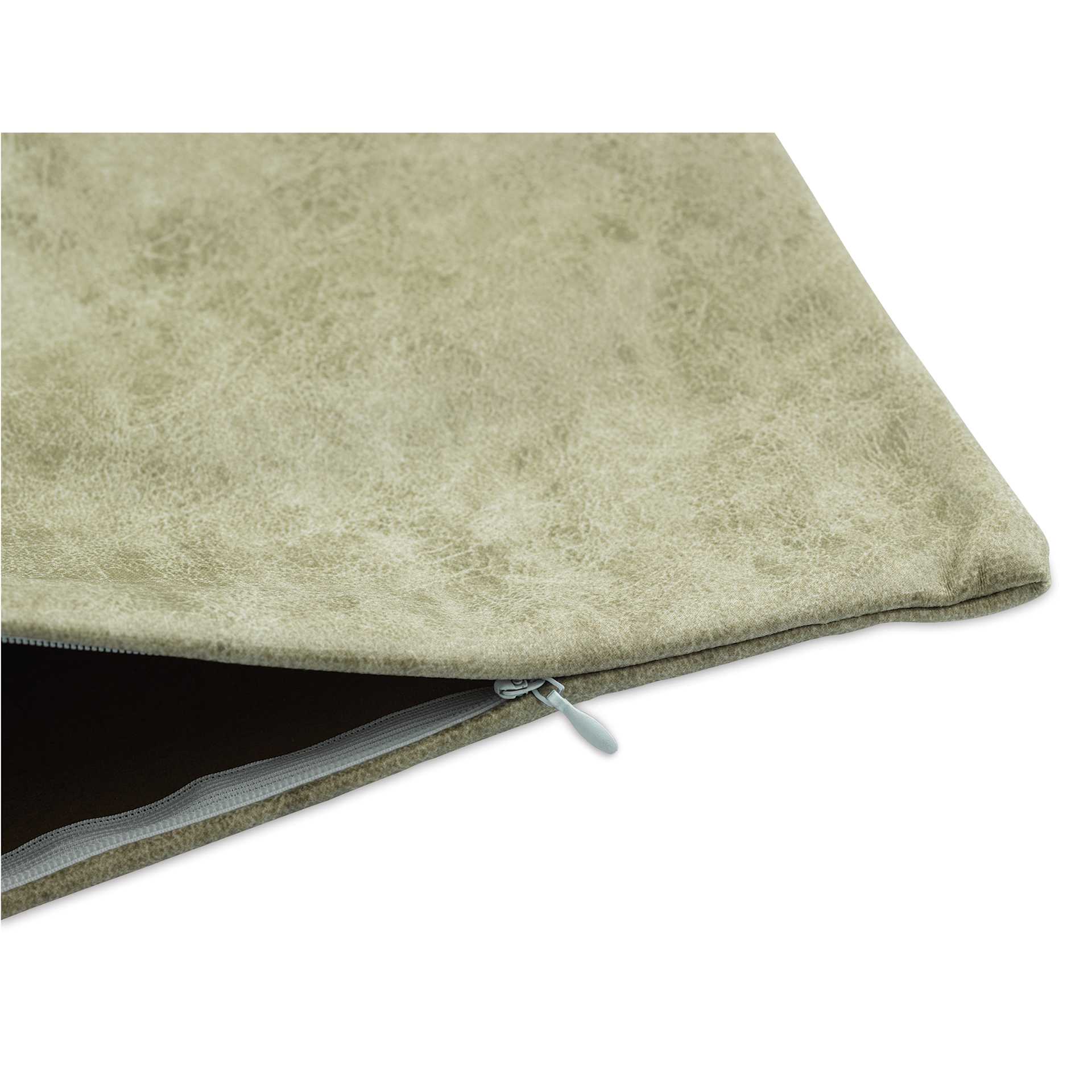 Craft Express Sublimation Printing Square Pillow Case - Brown Vegan Leather, Pkg of 4 (zipper close-up)