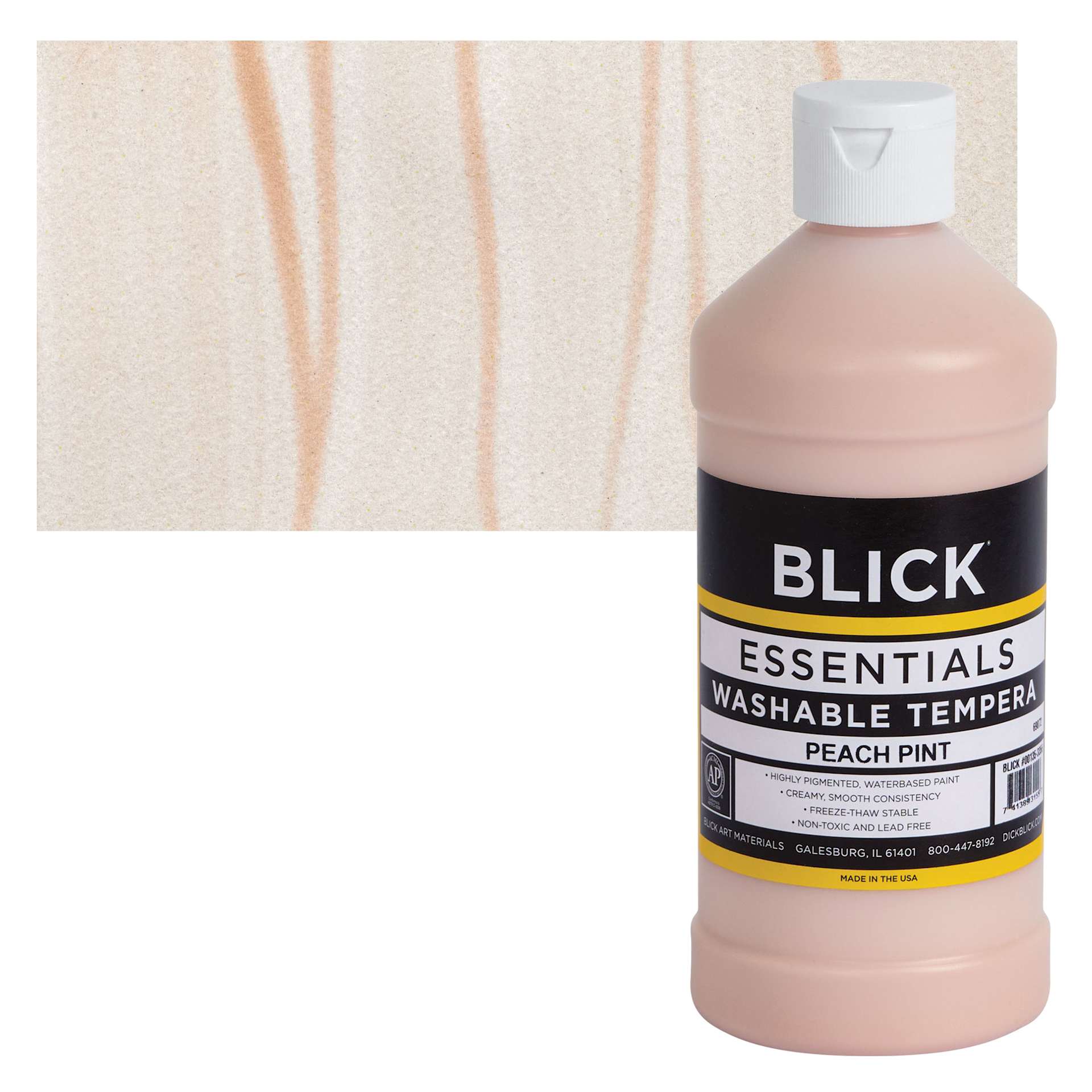 Blick Washable Tempera Paint - Peach, 16 oz and swatch