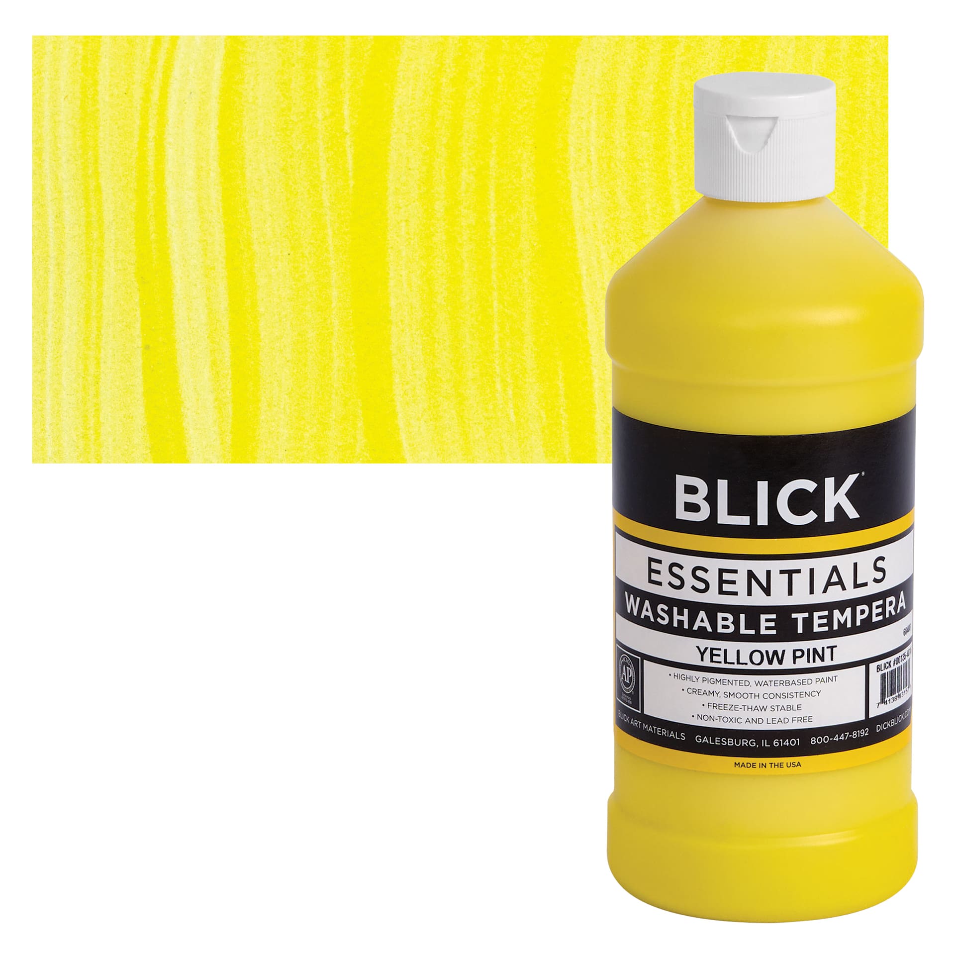 Blick Washable Tempera Paint - Yellow, 16 oz and swatch