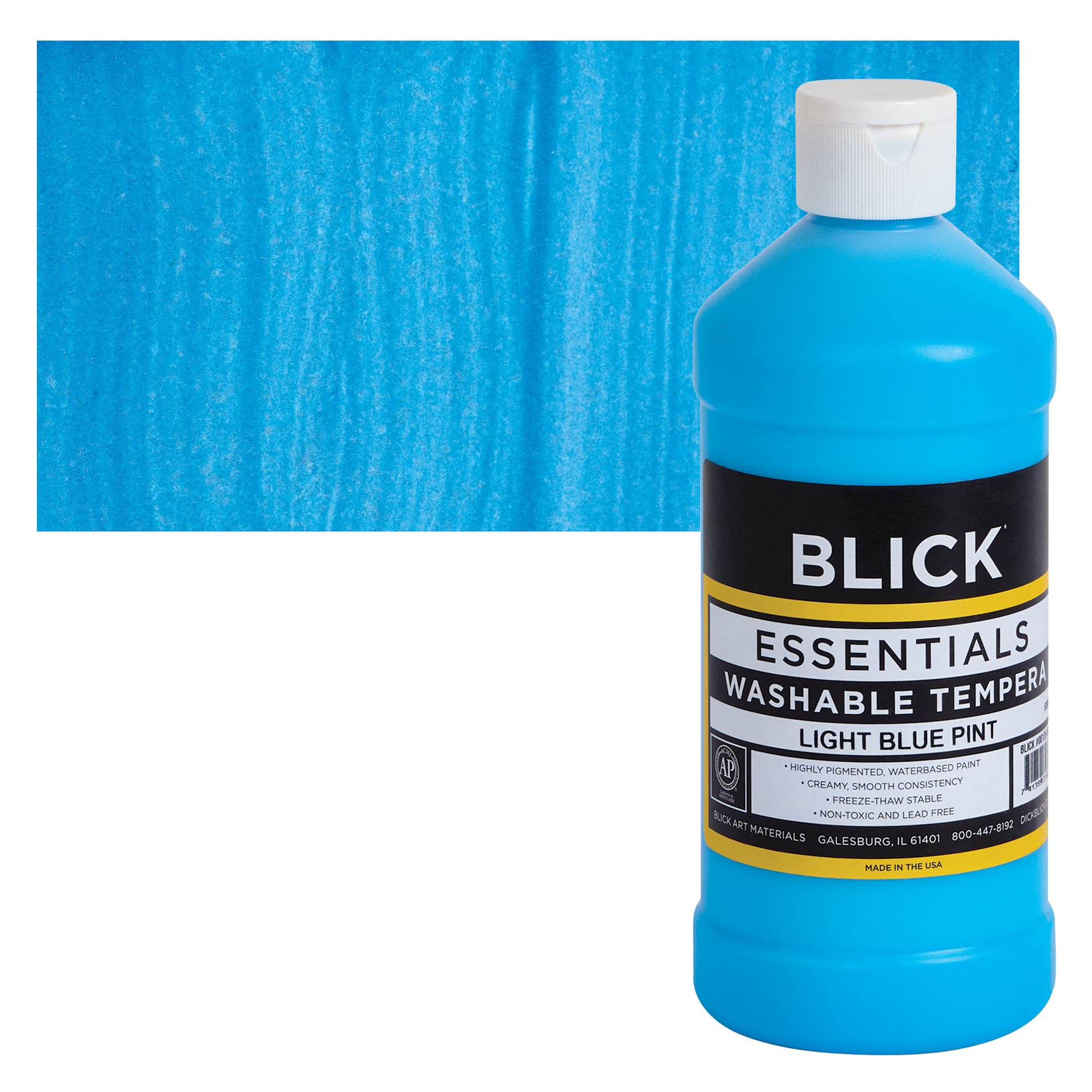 Blick Washable Tempera Paint - Light Blue, 16 oz and swatch