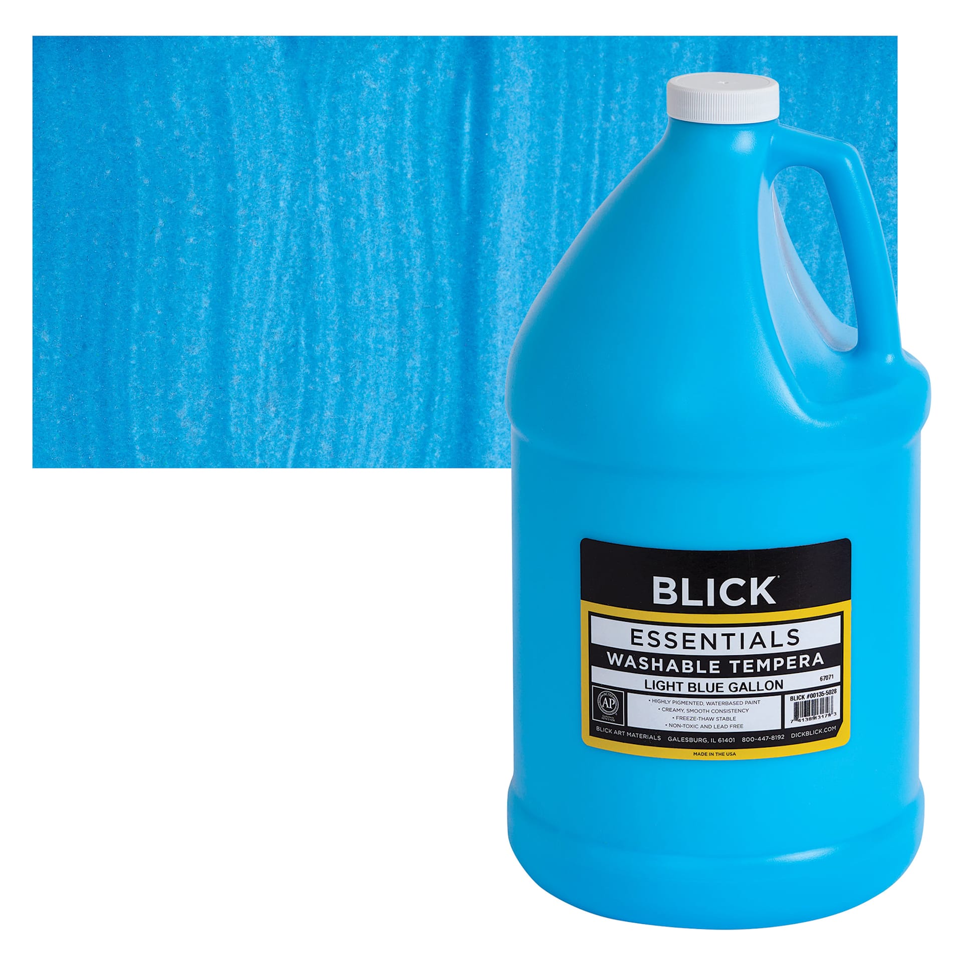Blick Washable Tempera Paint - Light Blue, Gallon and swatch