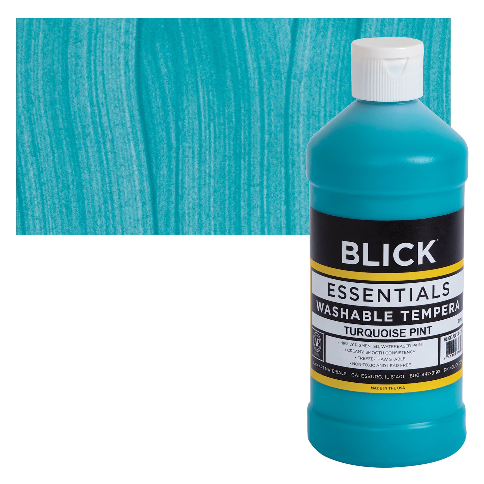 Blick Washable Tempera Paint - Turquoise, 16 oz and swatch