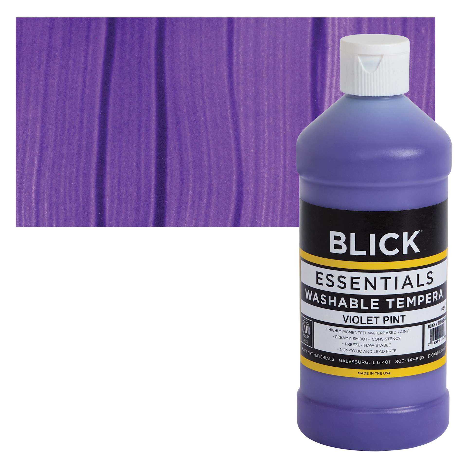 Blick Washable Tempera Paint - Violet, 16 oz and swatch
