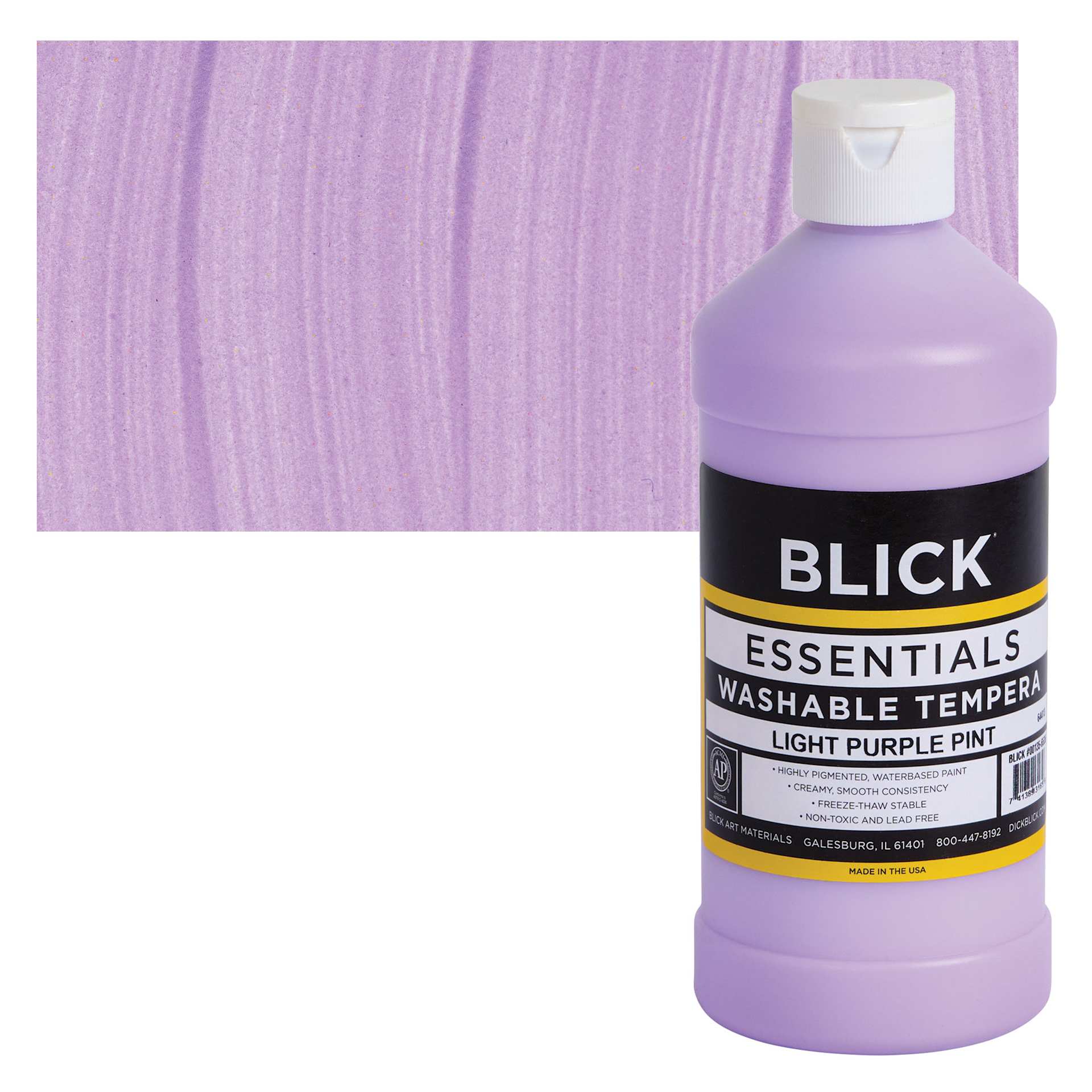 Blick Washable Tempera Paint - Light Purple, 16 oz and swatch