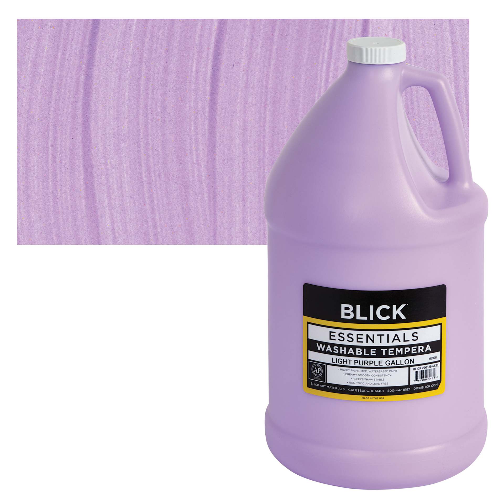 Blick Washable Tempera Paint - Light Purple, Gallon and swatch