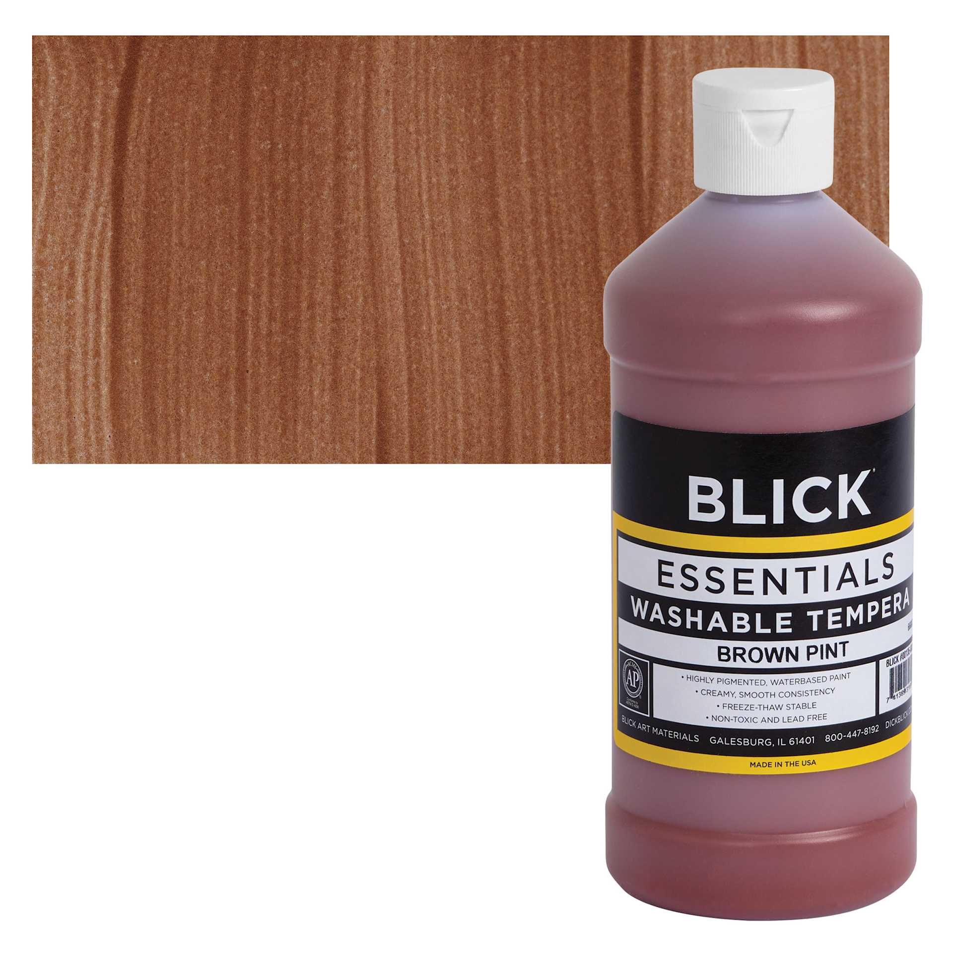 Blick Washable Tempera Paint - Brown, 16 oz and swatch