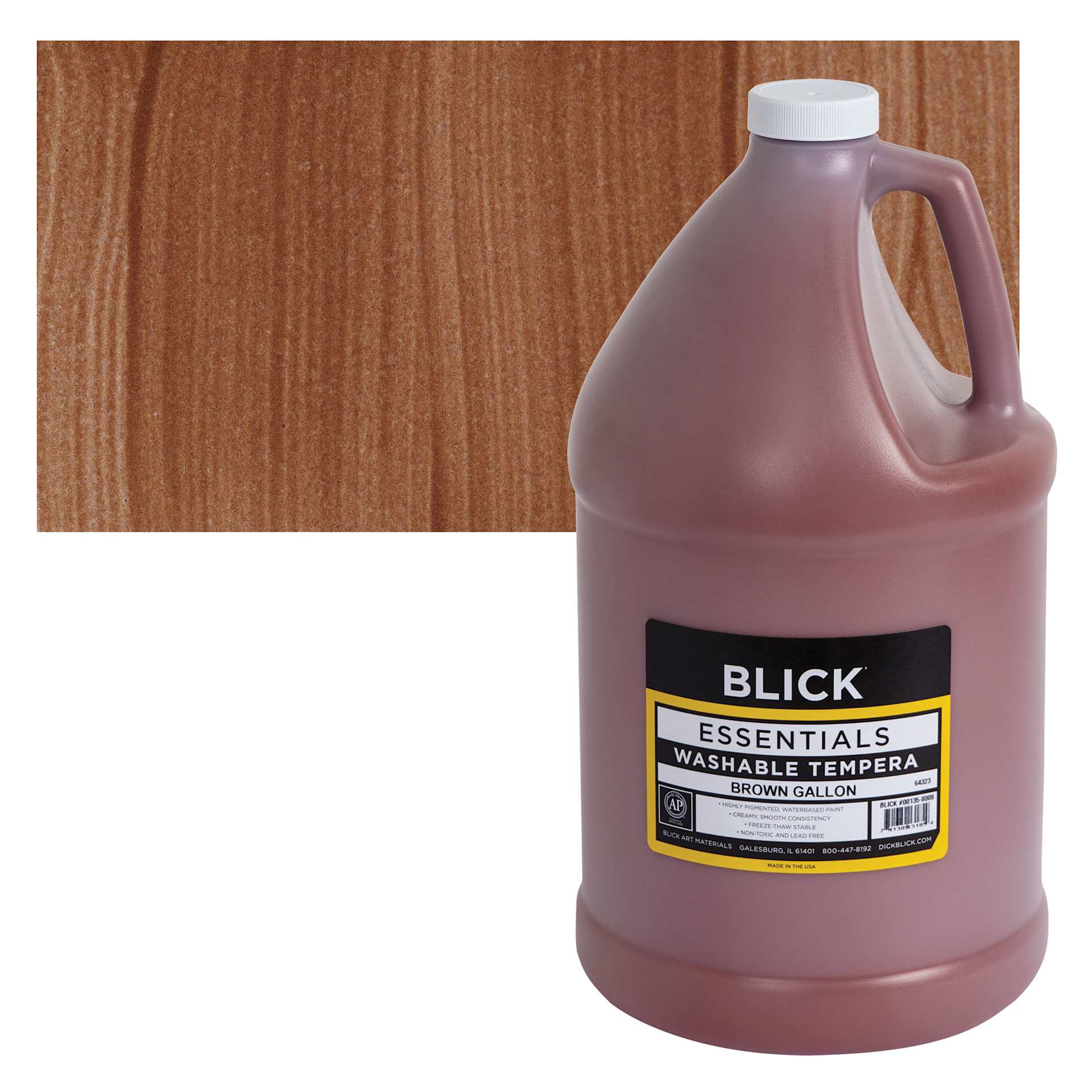 Blick Washable Tempera Paint - Brown, Gallon and swatch