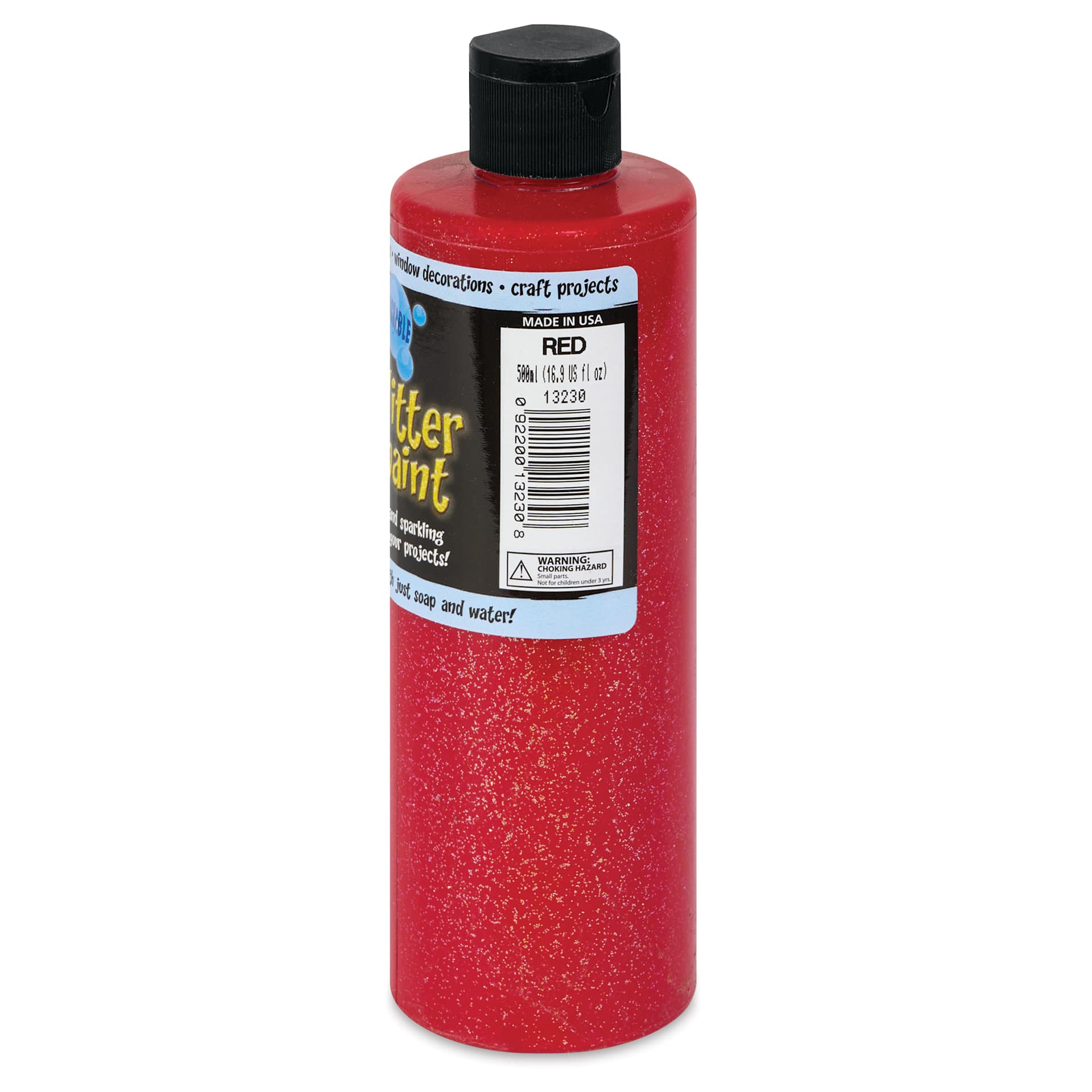 Chroma Glitter Tempera Paint - Red Glitter, 16 oz side of bottle