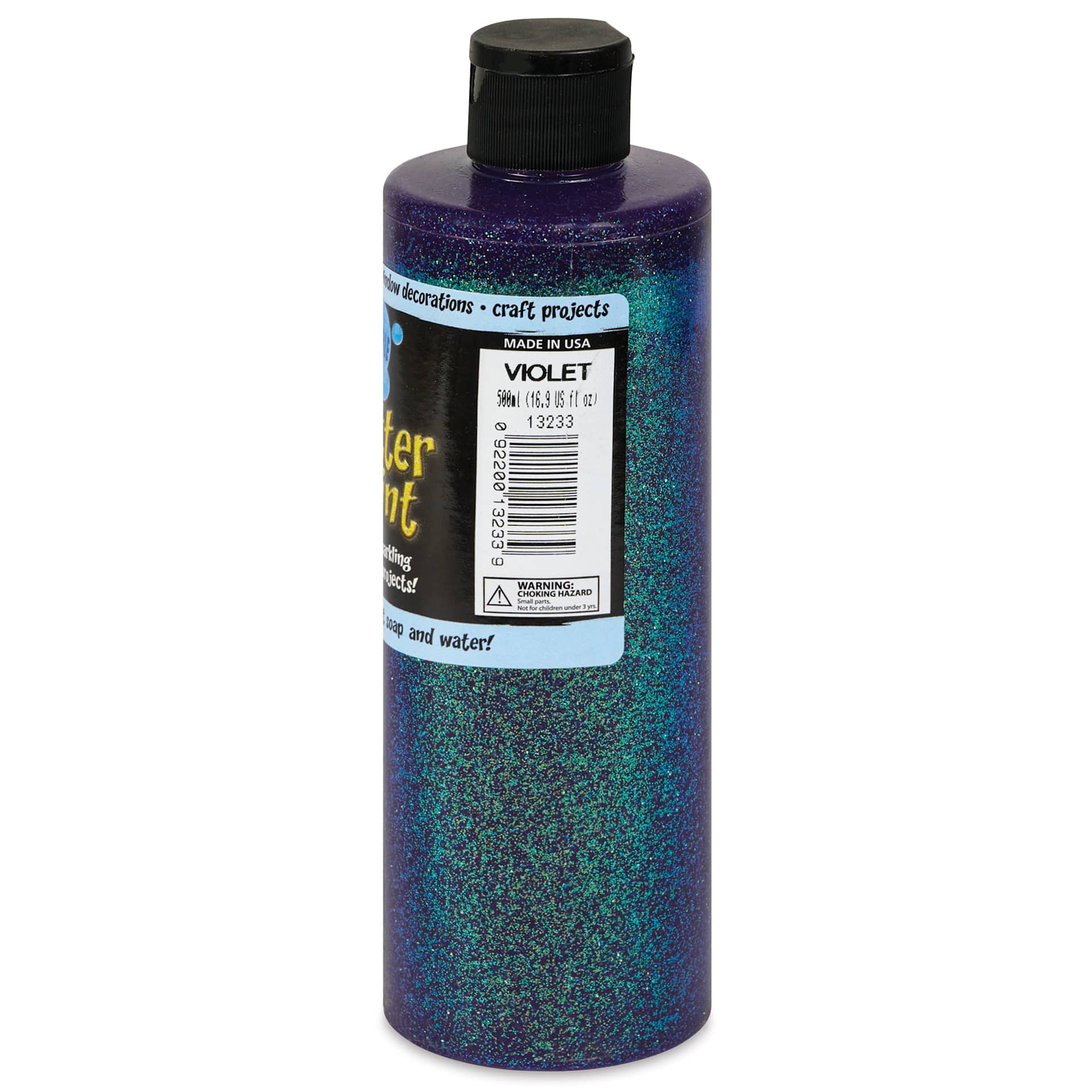 Chroma Glitter Tempera Paint - Violet Glitter, 16 oz side of bottle