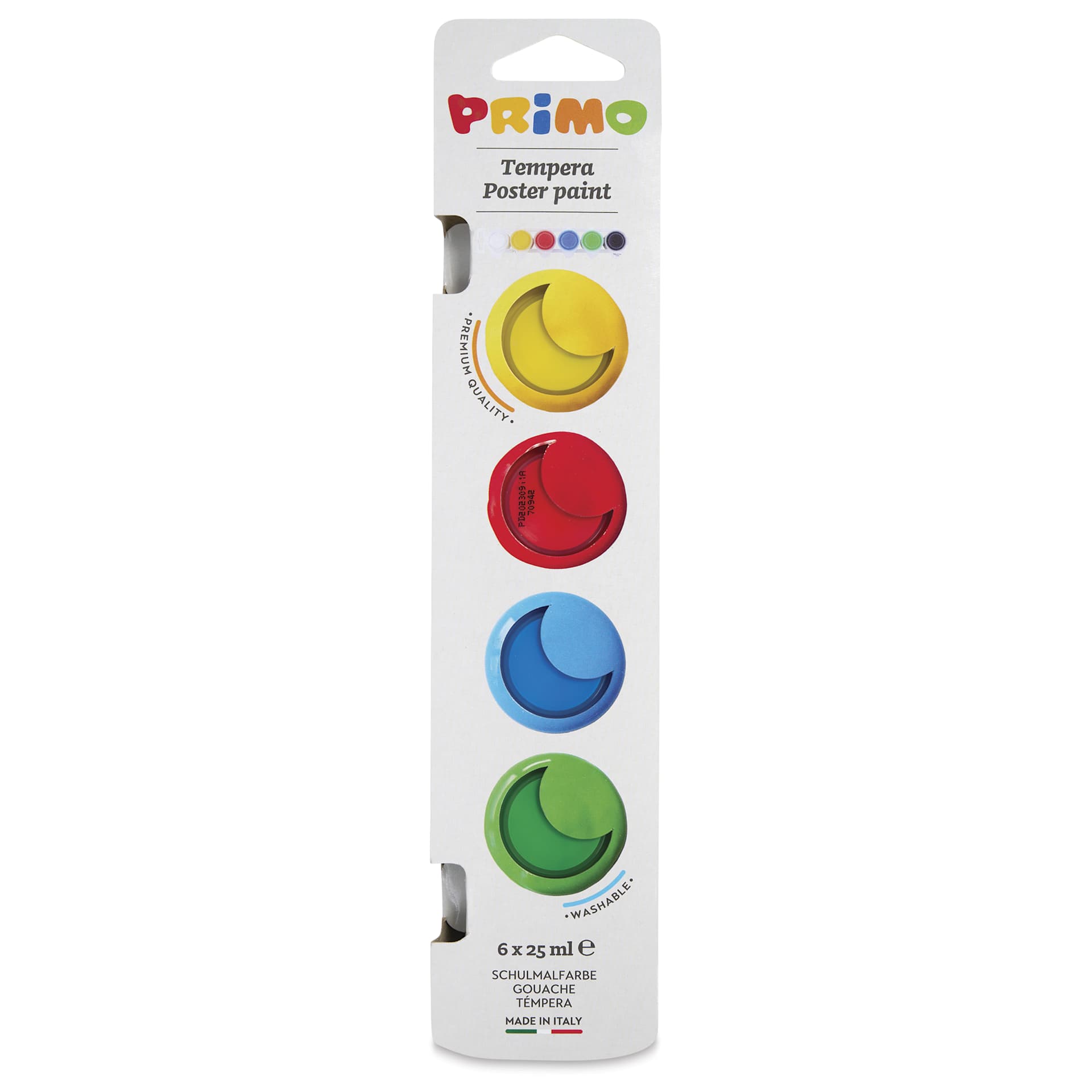 Primo Premium Tempera Paints - Set of 6, Classic Colors, 25 ml front of package