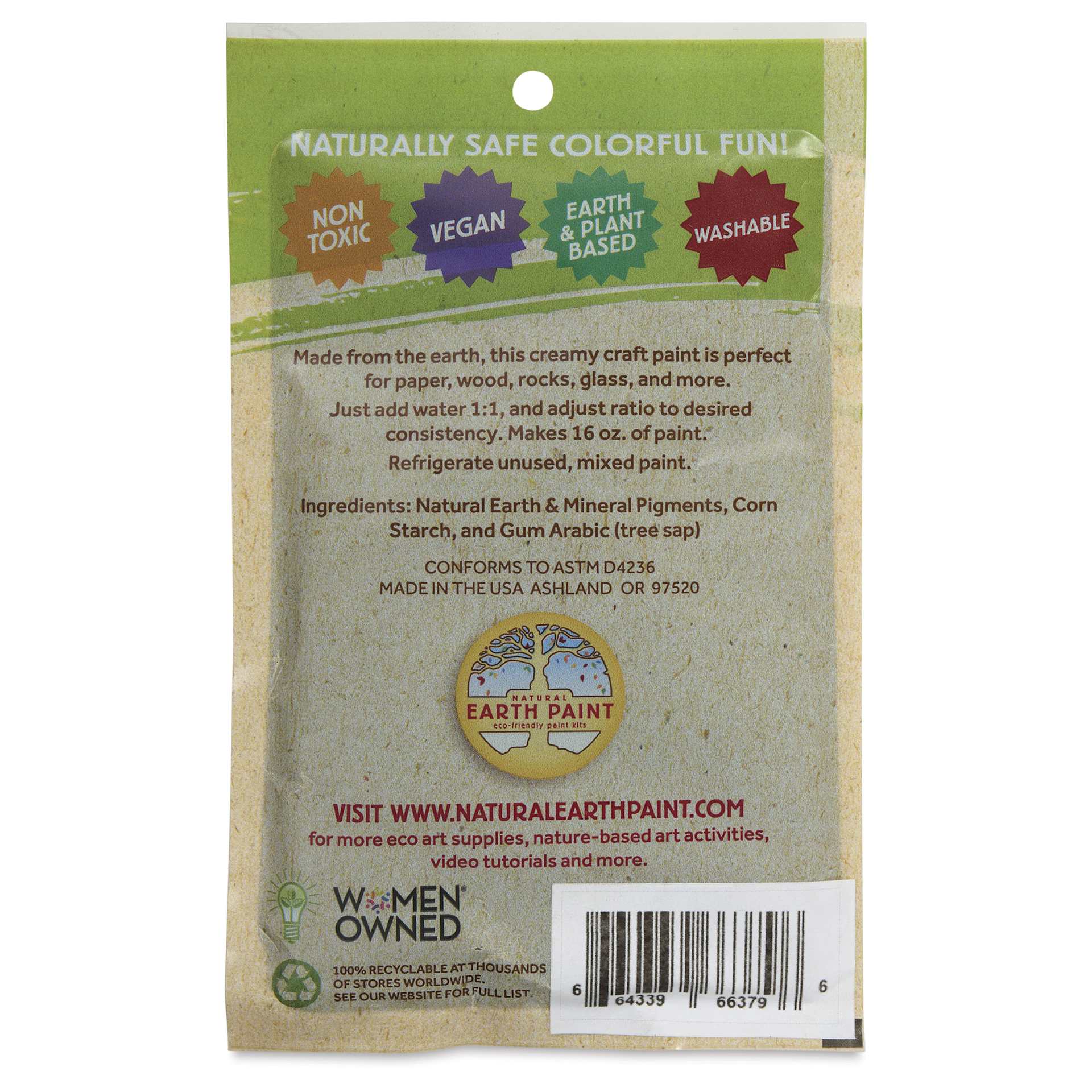 Natural Earth Paint Tempera Paint Powder - Black, 3 oz back