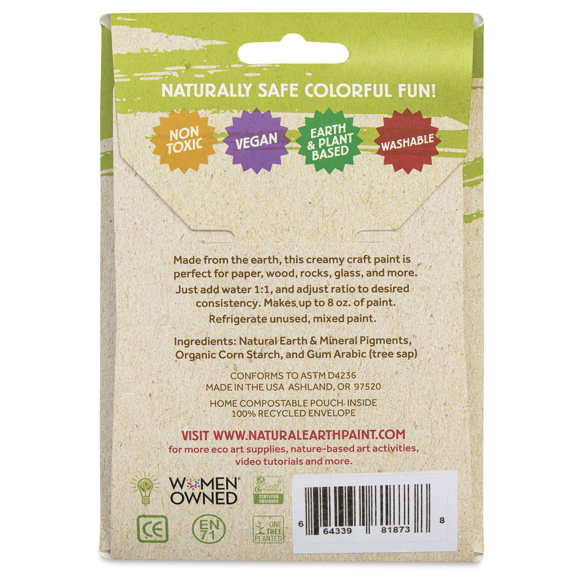 Natural Earth Paint Tempera Paint Powder - Brown (Raw Umber), 3 oz back