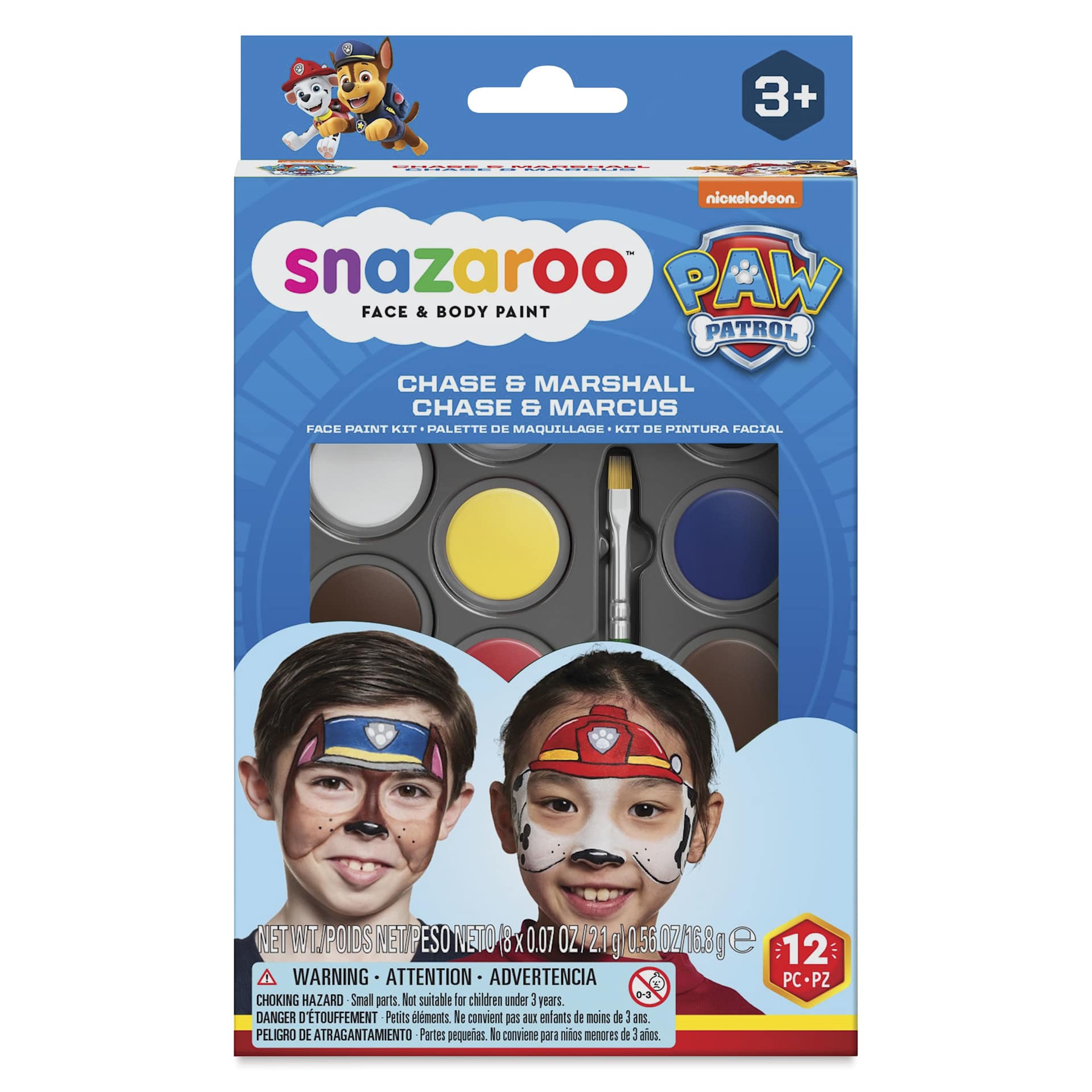 Snazaroo Face Paints - Set of 12, Chase & Marshall Paw Patrol front of package
