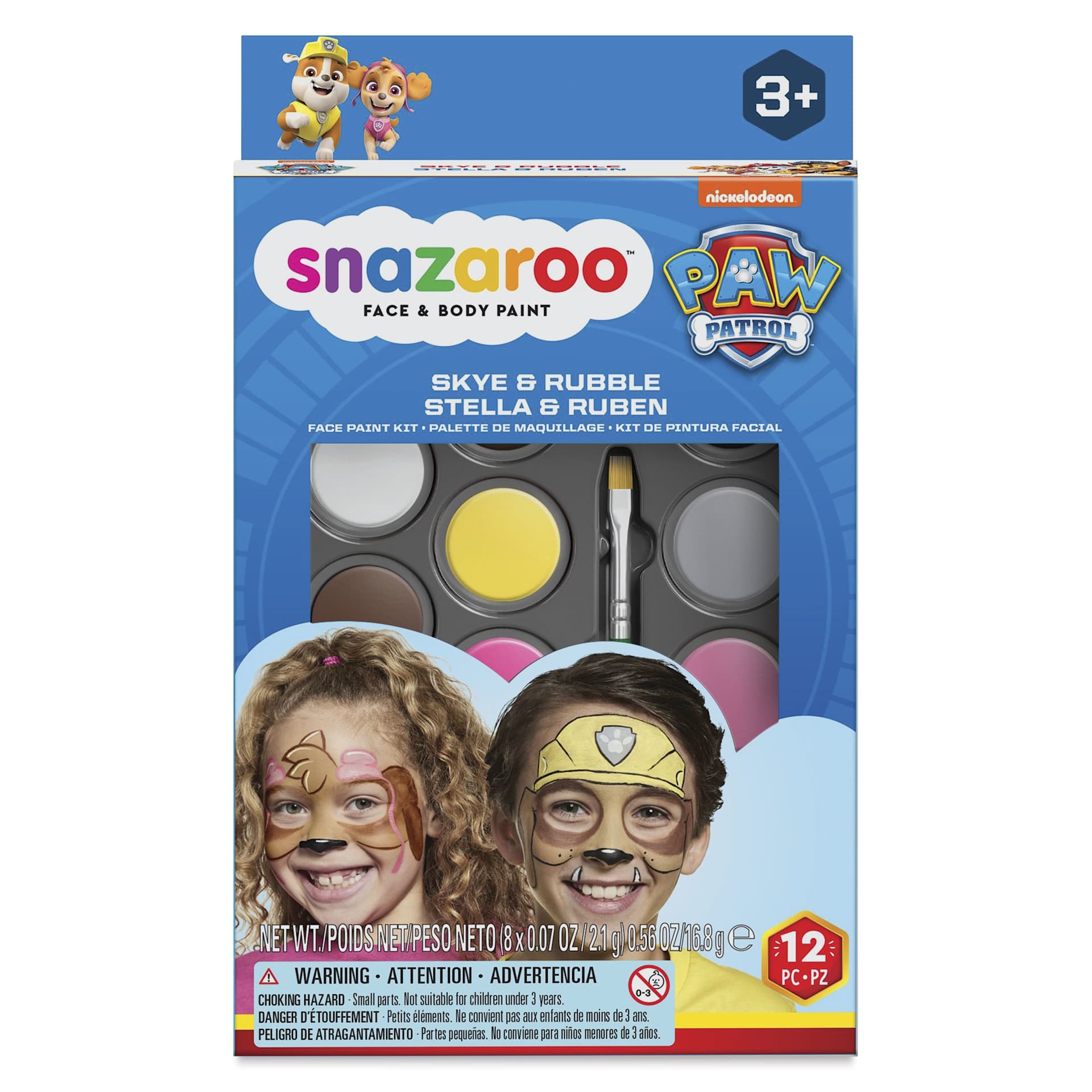 Snazaroo Face Paints - Set of 12, Skye & Rubble Paw Patrol front of package