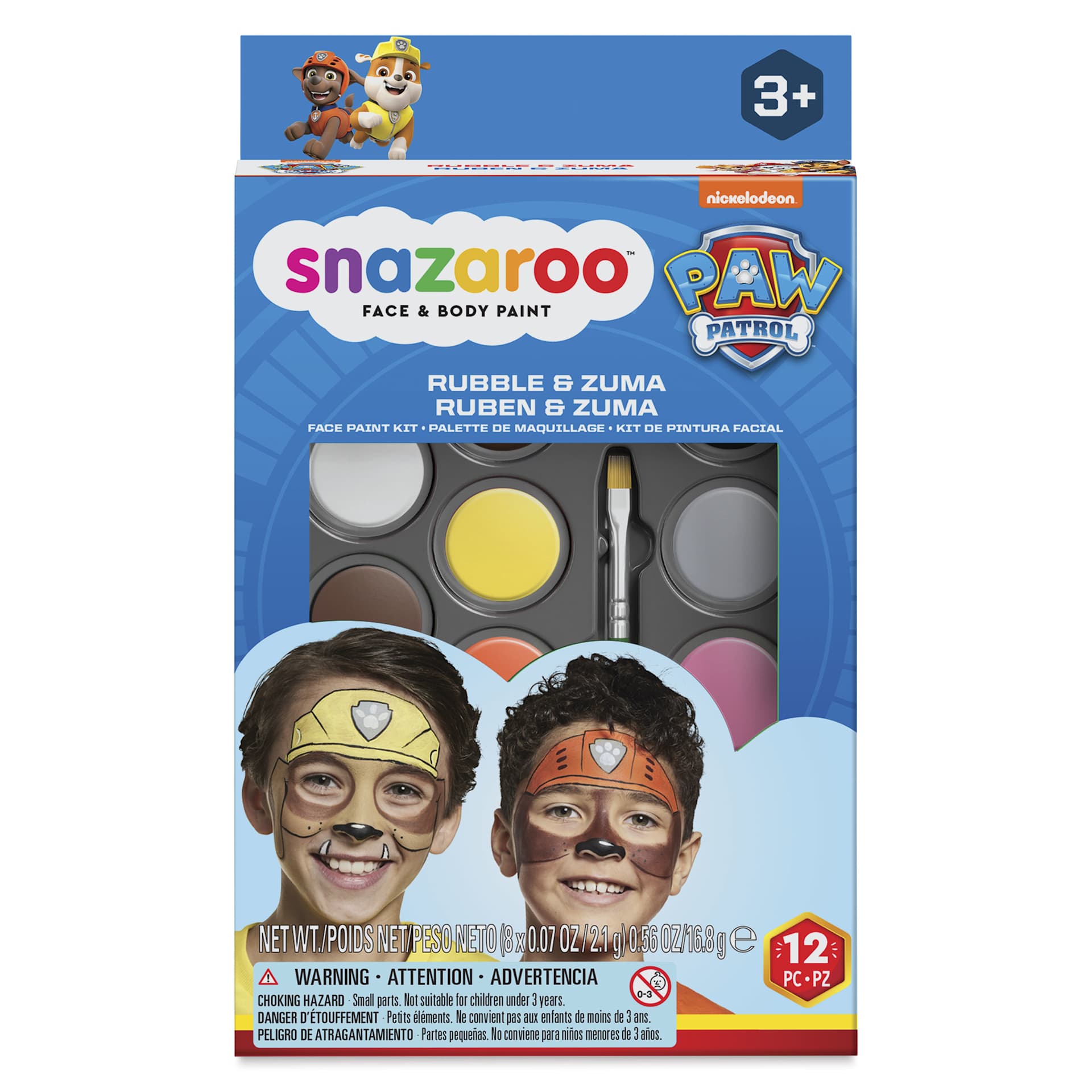 Snazaroo Face Paints - Set of 12, Rubble & Zuma Paw Patrol front of package