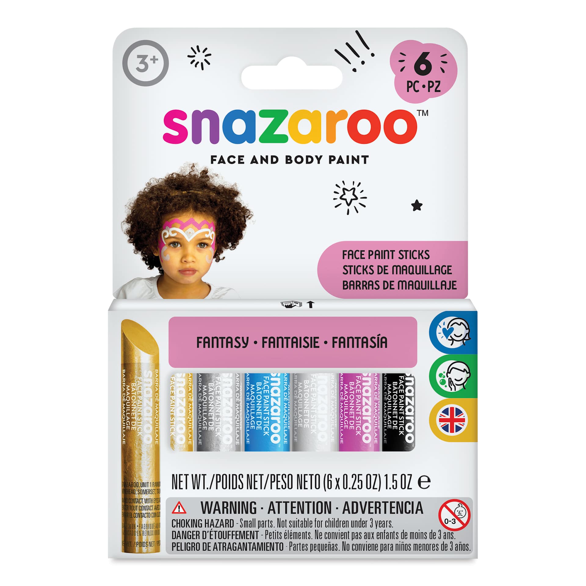 Snazaroo Face Paints - Fantasy Face Paint Sticks, Set of 6, front of packaging