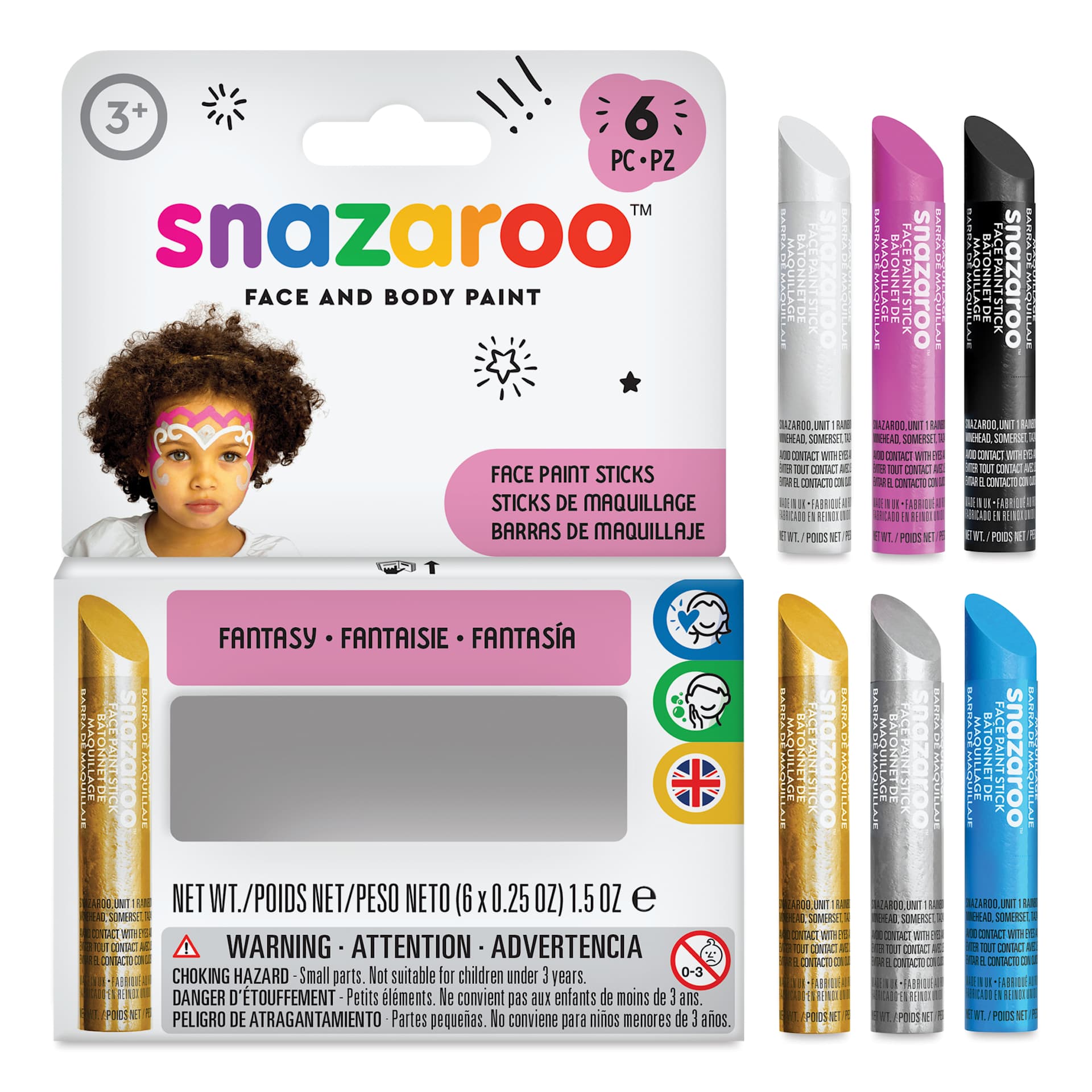 Snazaroo Face Paints - Fantasy Face Paint Sticks, Set of 6, contents