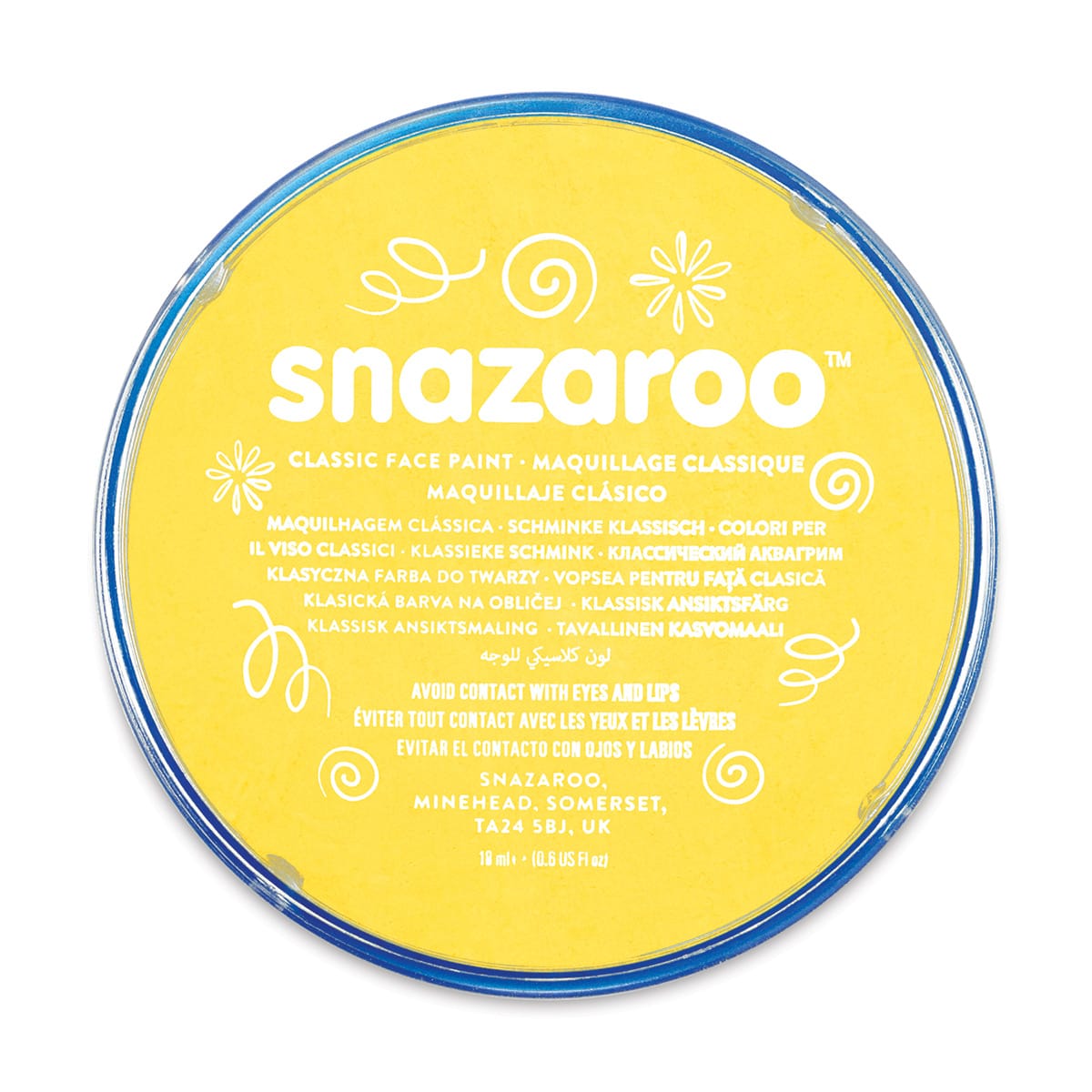 Snazaroo Face Paints - Top view of jar of Yelloq Face Paint
