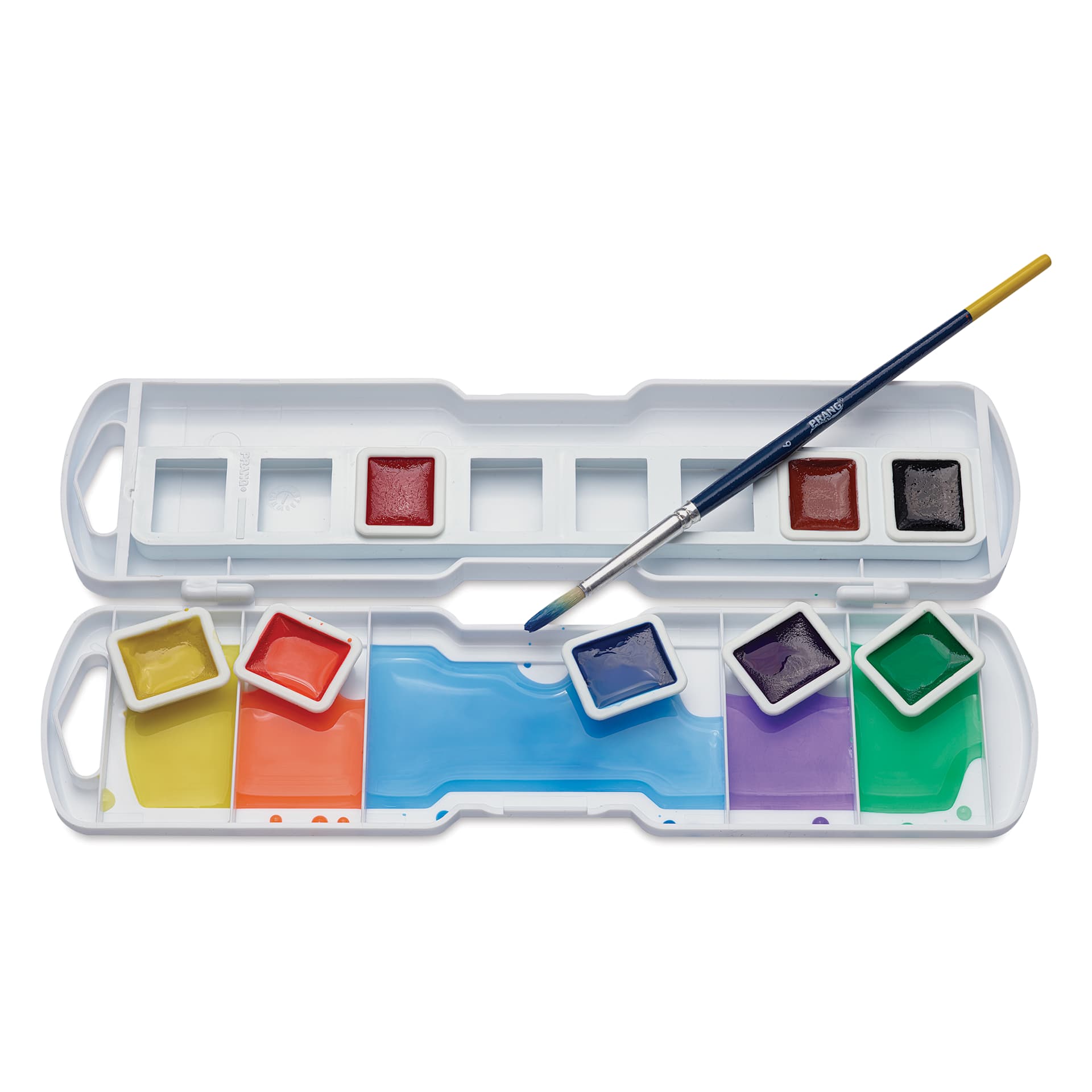 Prang Semi-Moist Watercolor Paint - Square Pans, Assorted, Set of 8 has a usable palette lid