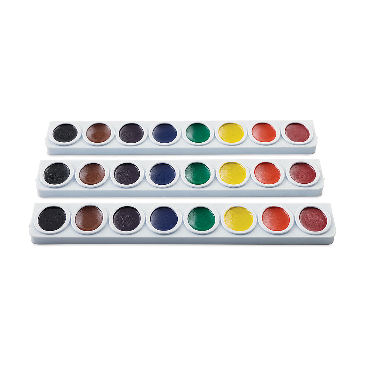 Prang Watercolor Refills - Oval, pkg of 12 Assorted colors, Half Pans, close-up