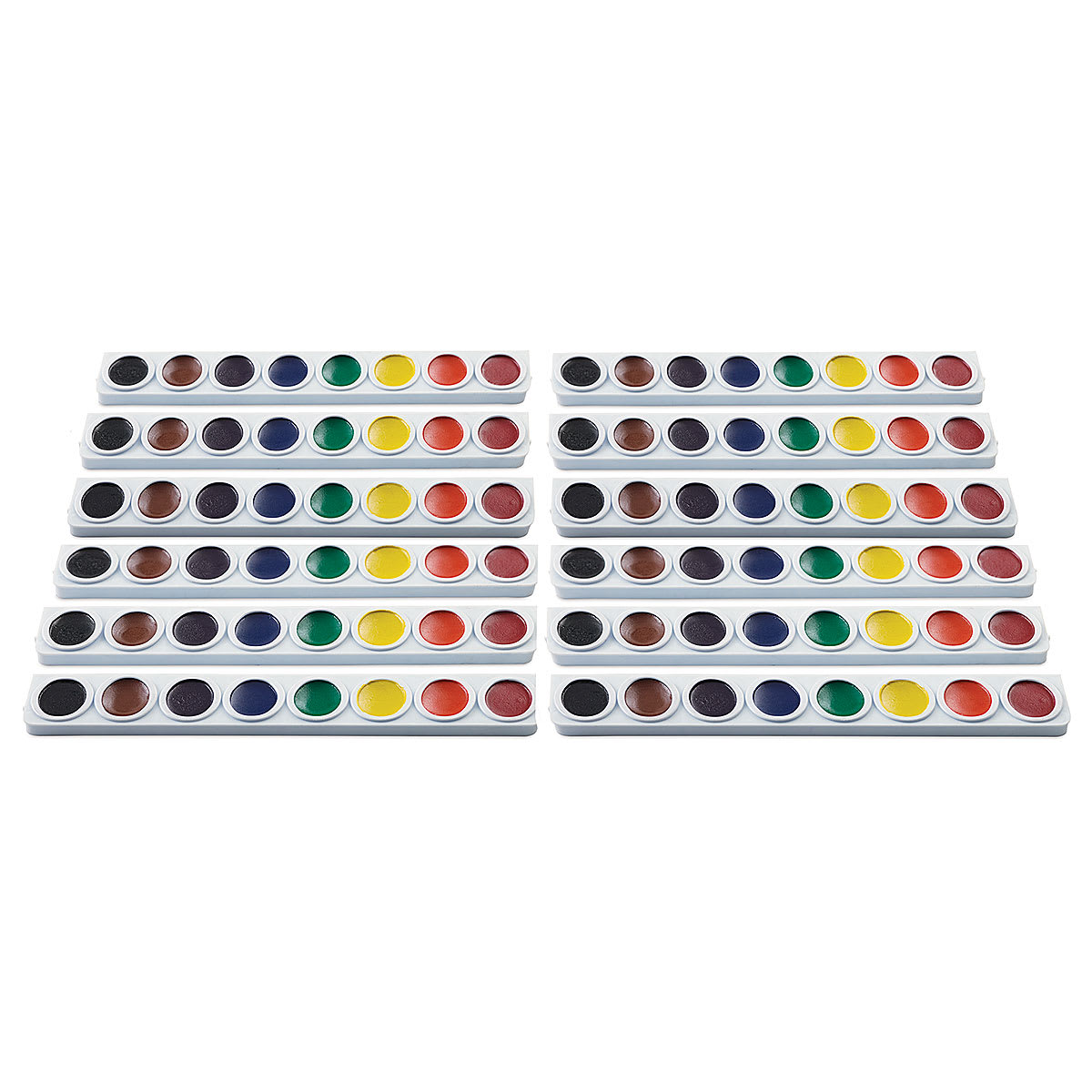 Prang Watercolor Refills - Oval, pkg of 12 Assorted colors, Half Pans, out of packaging
