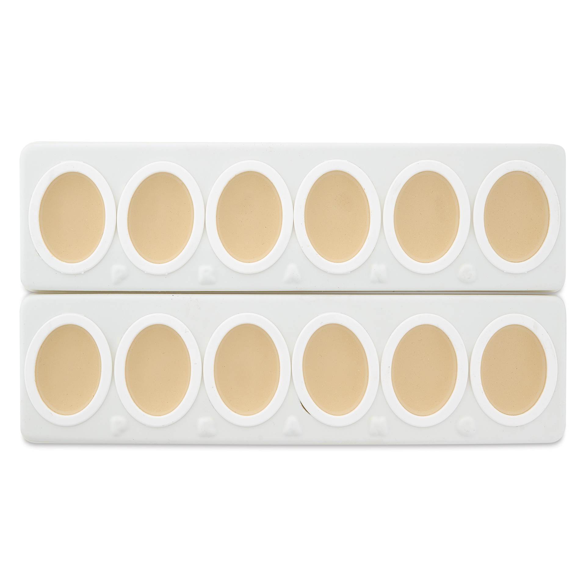 Prang Watercolor Refills arrive in two strips, ready to be separated