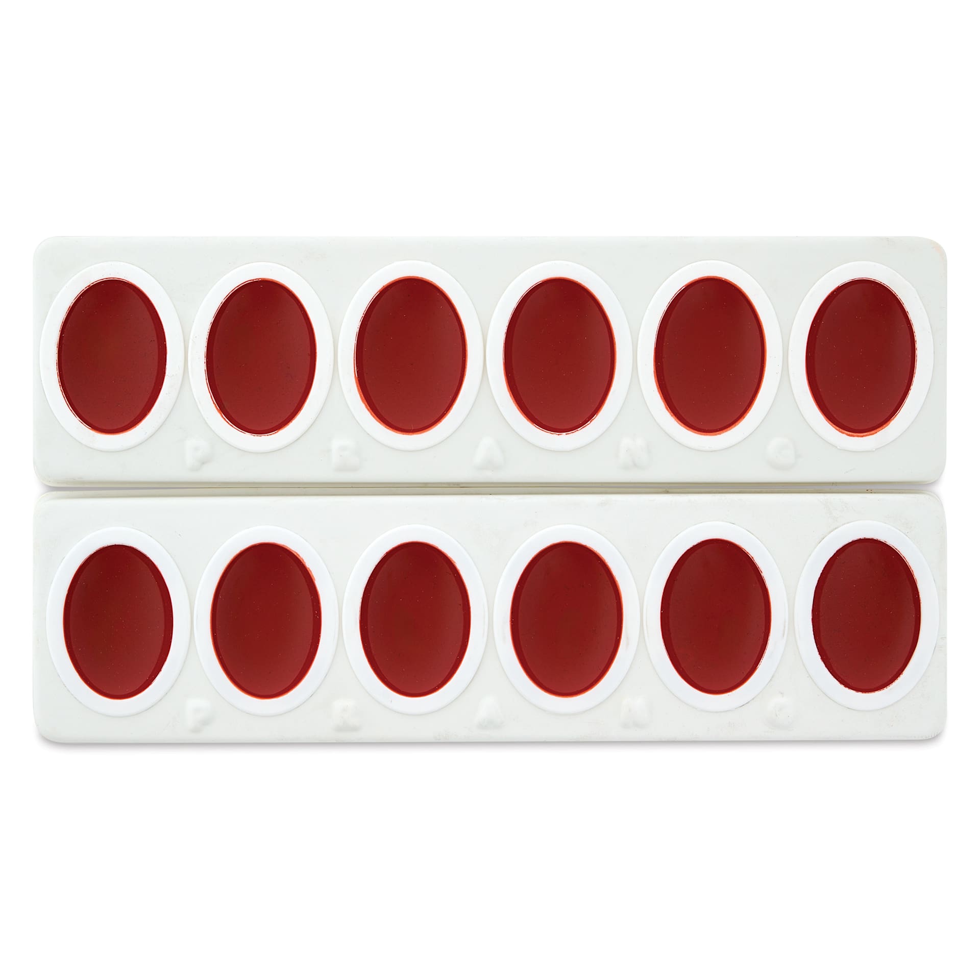 Prang Watercolor Refills arrive in two strips, ready to be separated