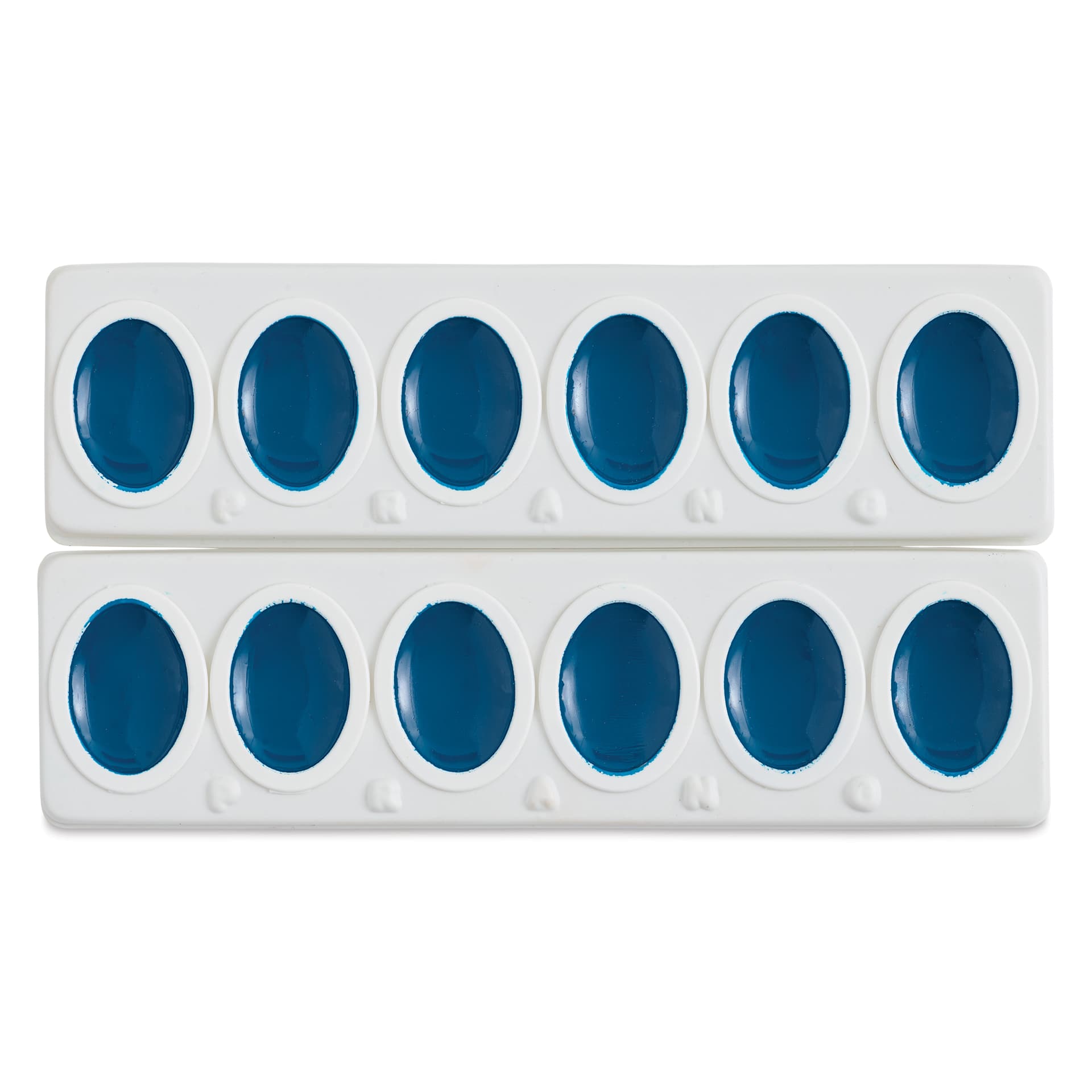 Prang Watercolor Refills - Oval, pkg of 12 Turquoise Blue, Half Pans before being separated