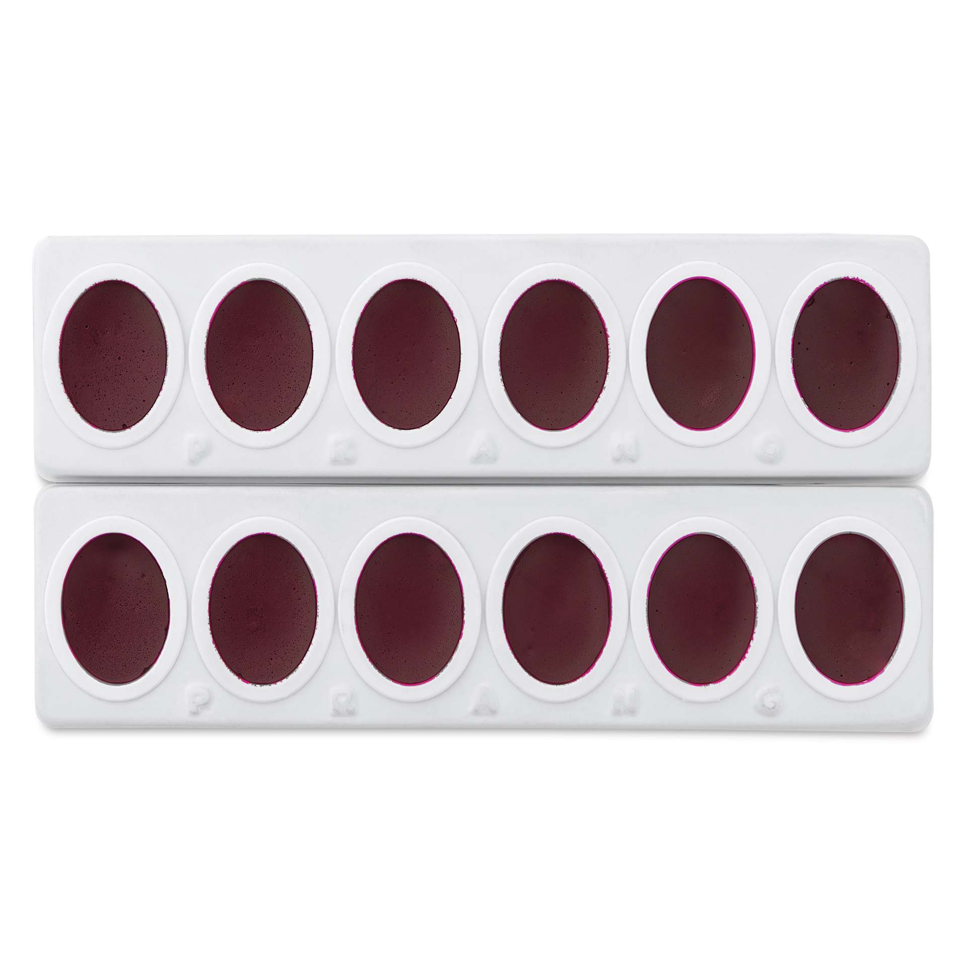 Prang Oval Watercolor Refills arrive packaged in two rows, ready to be separated.