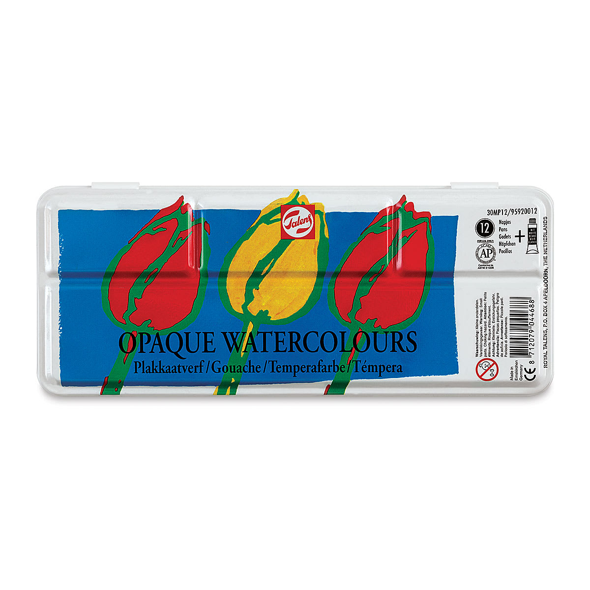 Talens Watercolor Pans - Opaque, Set of 12 colors, Pan (Front of packaging.)