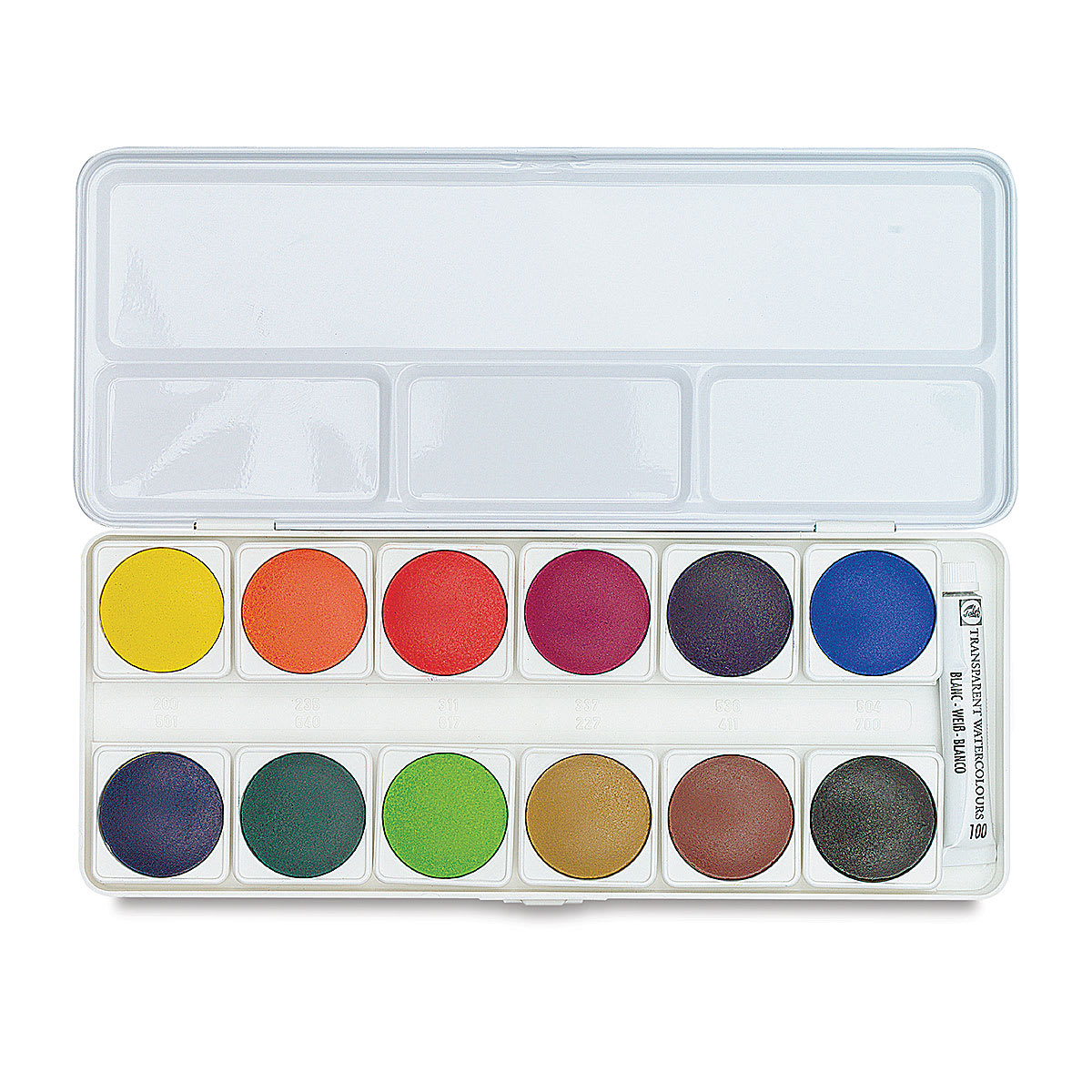 Talens Watercolor Pans - Transparent, Set of 12 Colors, Pans