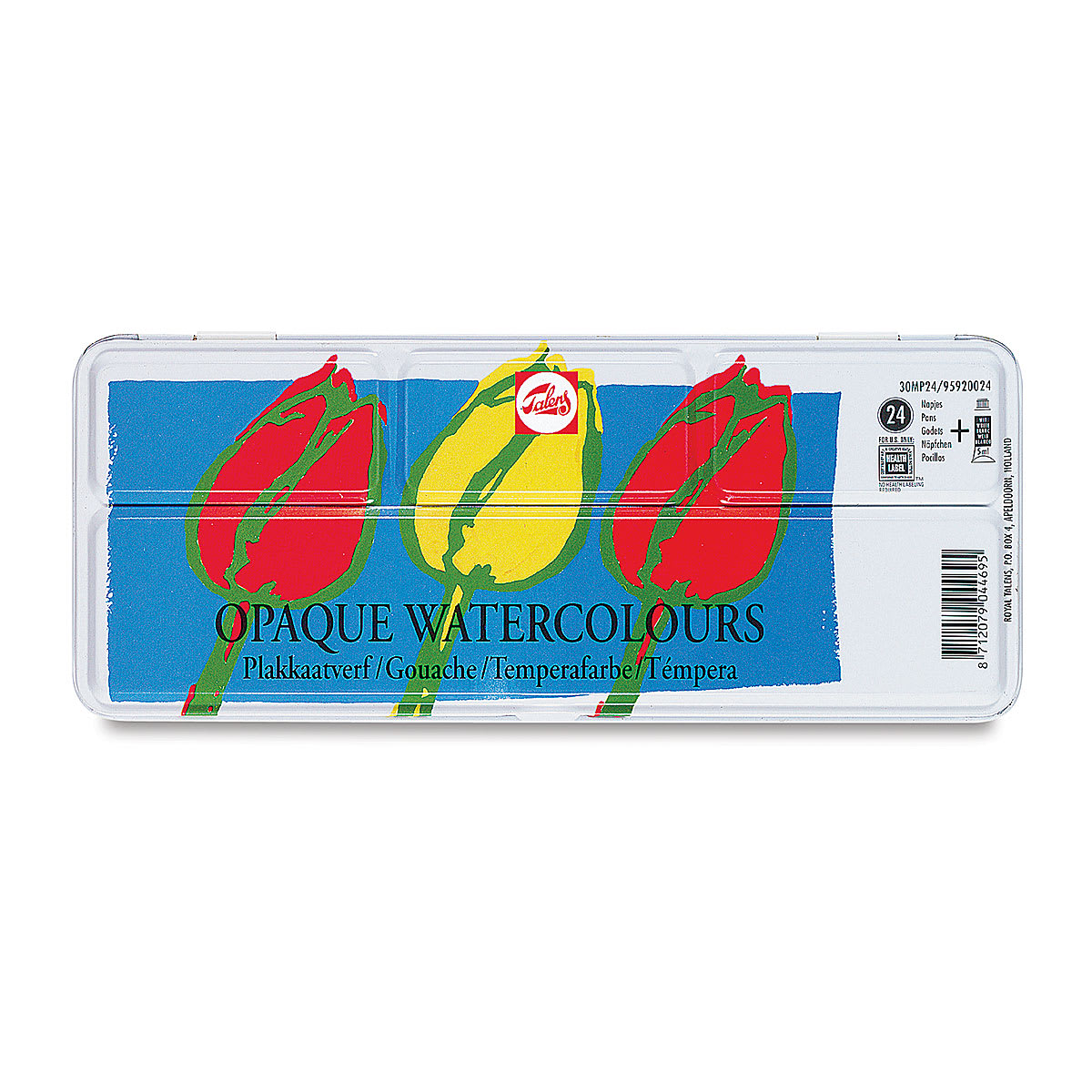 Talens Watercolor Pans - Opaque, Set of 24, Pans (Front of packaging.)