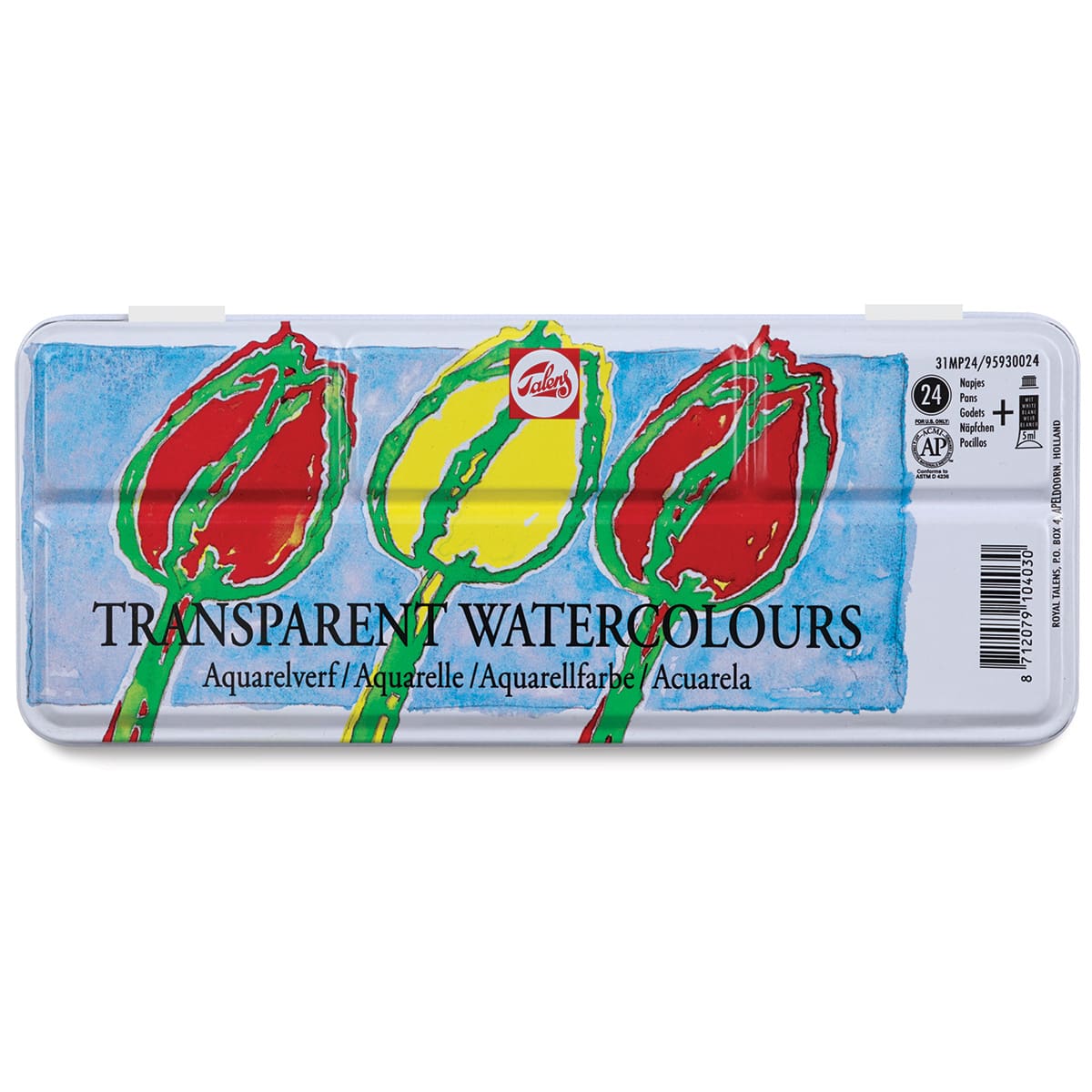 Talens Watercolor Pans - Transparent, Set of 24, Pans (Front of packaging.)