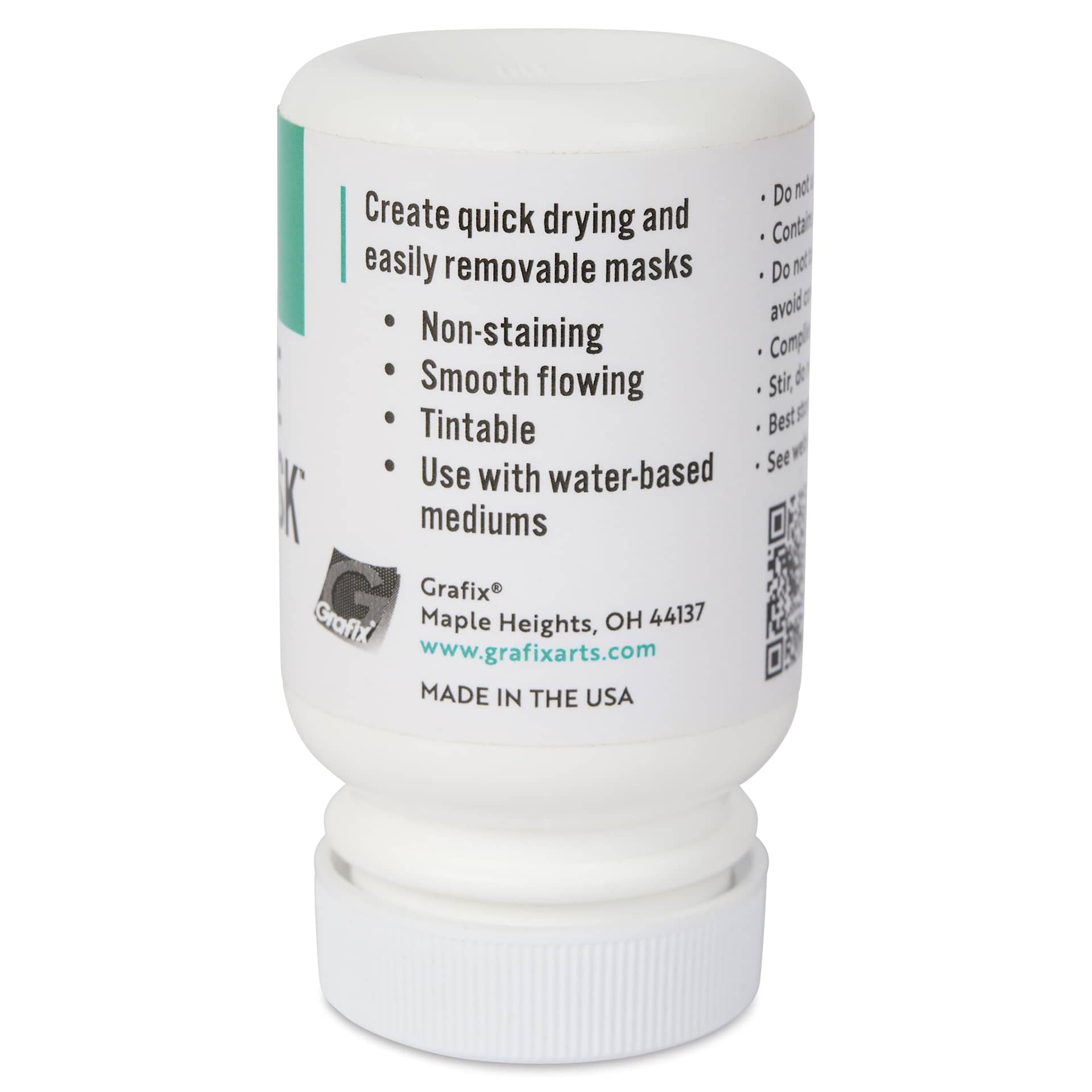 Grafix Incredible White Mask Liquid Frisket - 2 oz bottle side