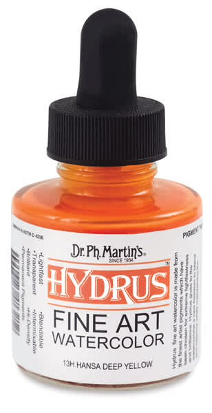 Dr. Ph. Martin's Hydrus Fine Art Liquid Watercolors - Hansa Deep Yellow, 1 oz bottle
