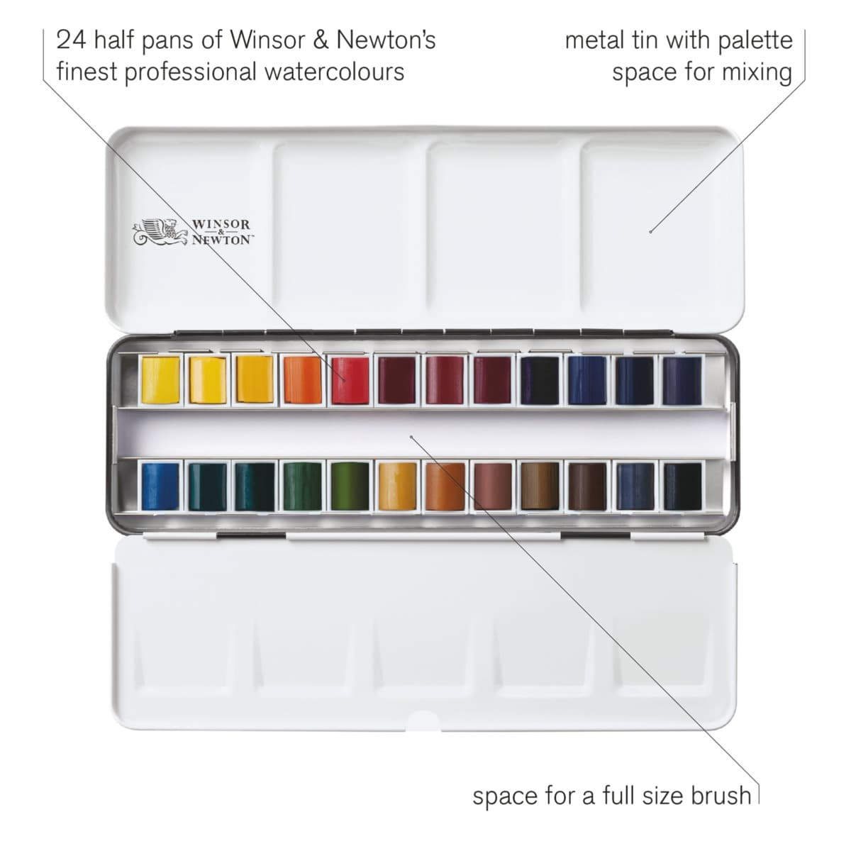Winsor & Newton Professional Watercolor - Set of 24 Complete Travel Tin, Assorted, features