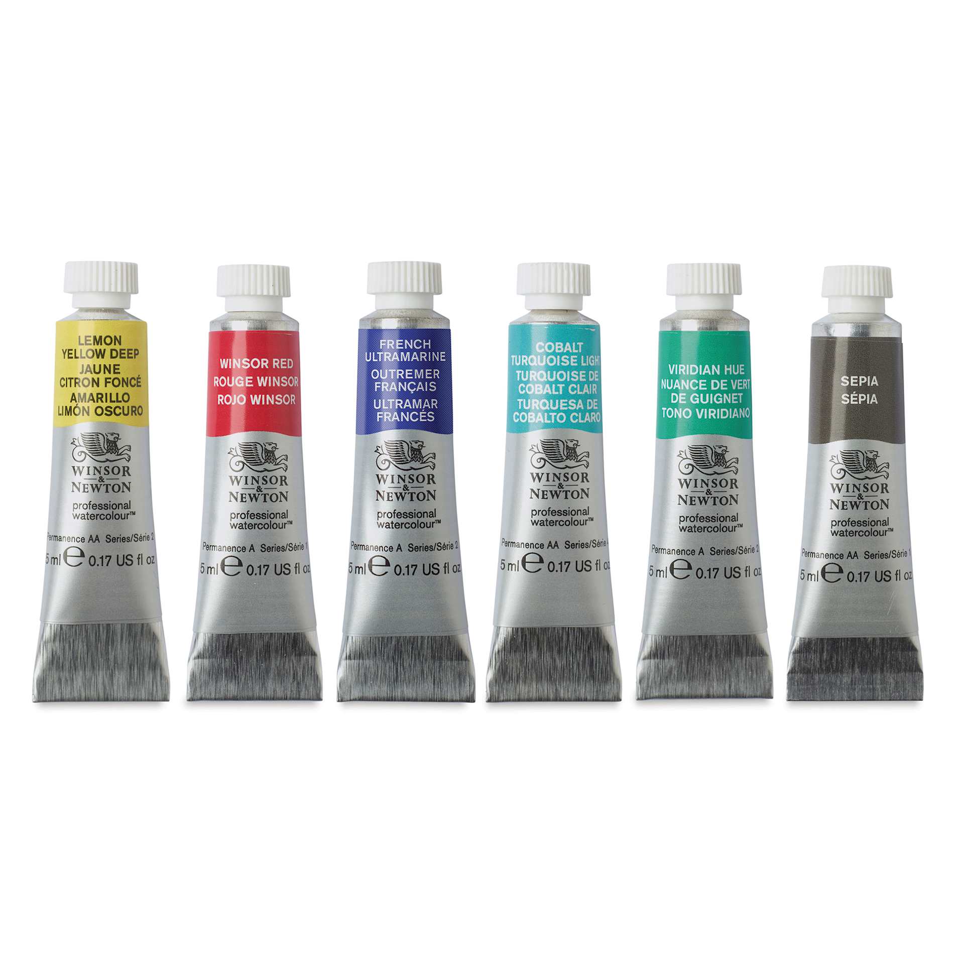 Tubes from Winsor & Newton Professional Watercolor Set of 6, Urban Sketching Colors, 5 ml out of packaging