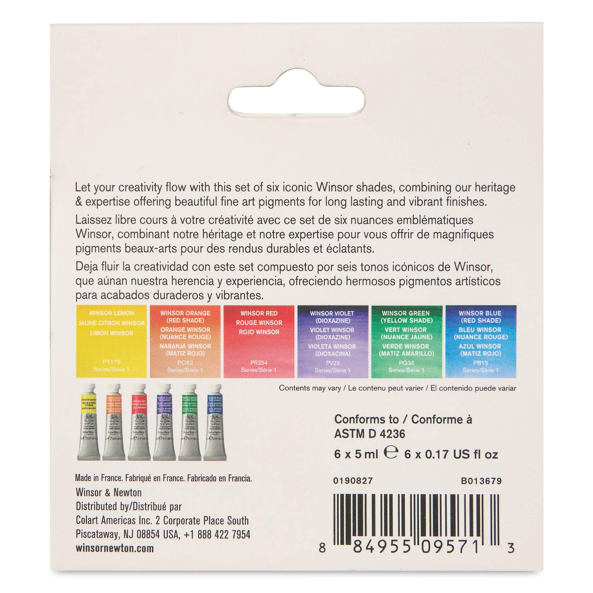 Winsor & Newton Professional Watercolor - Set of 6, Winsor Set back of package